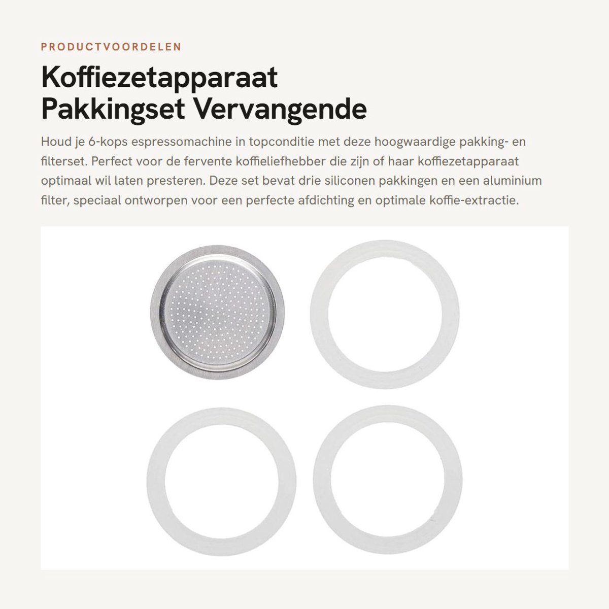 Dailygoods- Pakkingset 6 Kopjes - Siliconen Pakkingen/Filter - Aluminium Filter - Vervangende Accessoires - Hittebestendig - Eenvoudig te Installeren - Espressomachine