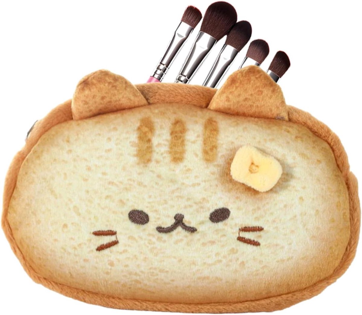 Etui Kat Design - Pluche Pennenbak - School Organisatie - U-vormige Opening - 19x13cm - Zwart