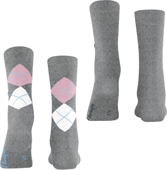 Burlington Everyday 2-Pack gedessineerd katoen multipack sokken dames grijs - maat 36-41
