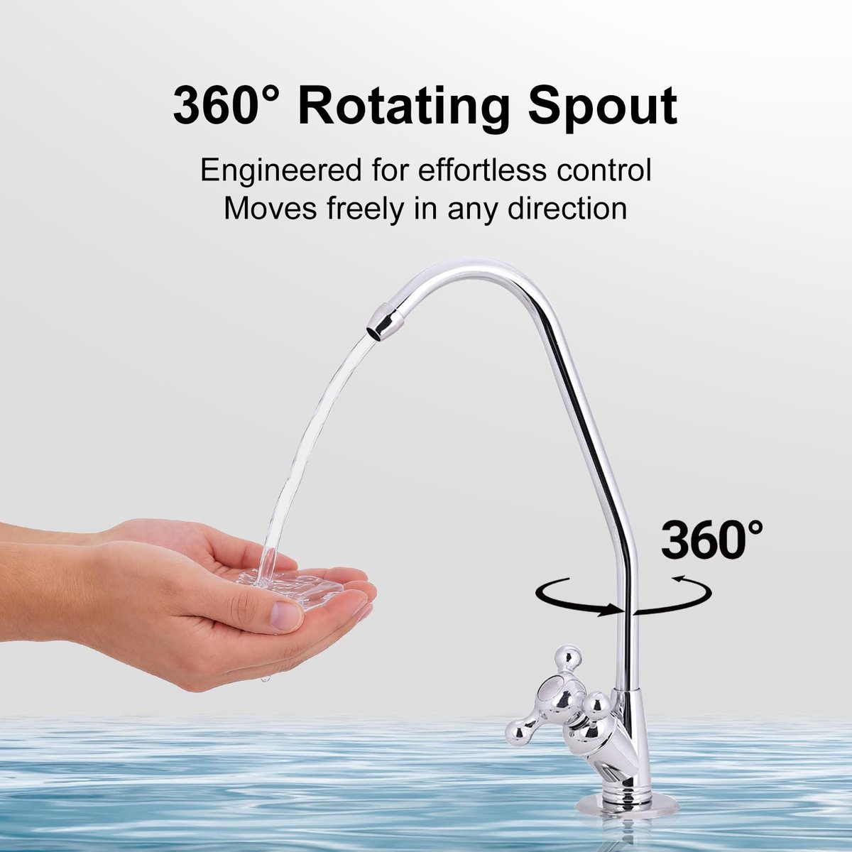 Dailygoods- Waterfilterkraan Hoogwaardig Roestvrij Staal - Keukenkraan 360° Draaibaar - Waterzuiveraar - Chroom - Stijlvol Design