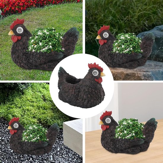 Dailygoods- Kipplanter met Zonne-energie - Tuinpot - Multifunctionele Decoratie - Automatische Verlichting - Buiten/ Binnen Gebruik - Gloeiend Kipontwerp van Dailygoods — afbeelding 2