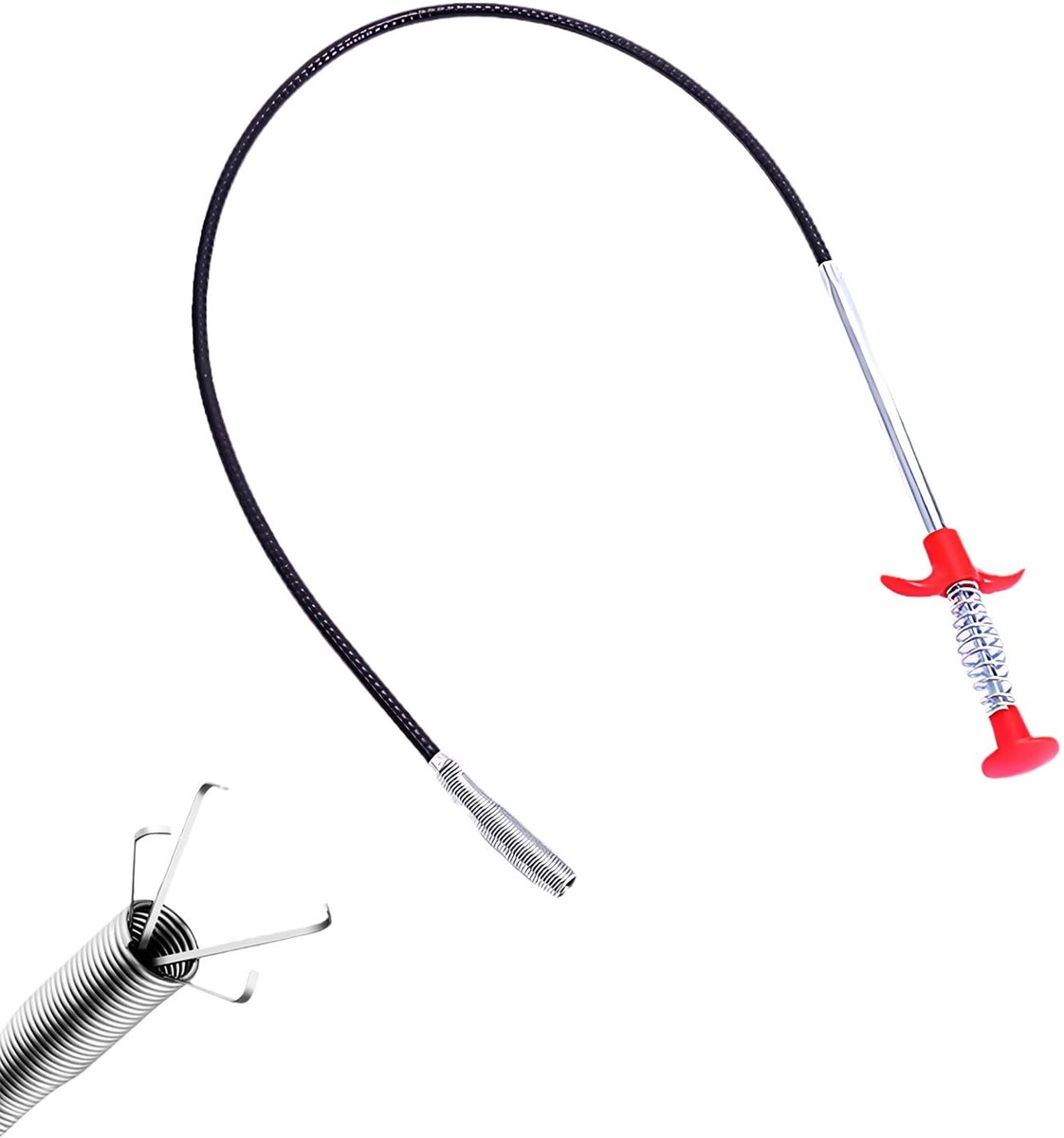 Dailygoods- Afvoerontstopper Flexibel - Roestvrijstalen Ontstopper - Gootsteen Ontstopper - Rioolreinigingshaak - Buigbare Ontstopper - 4 Klauwen - Rioolontstopper