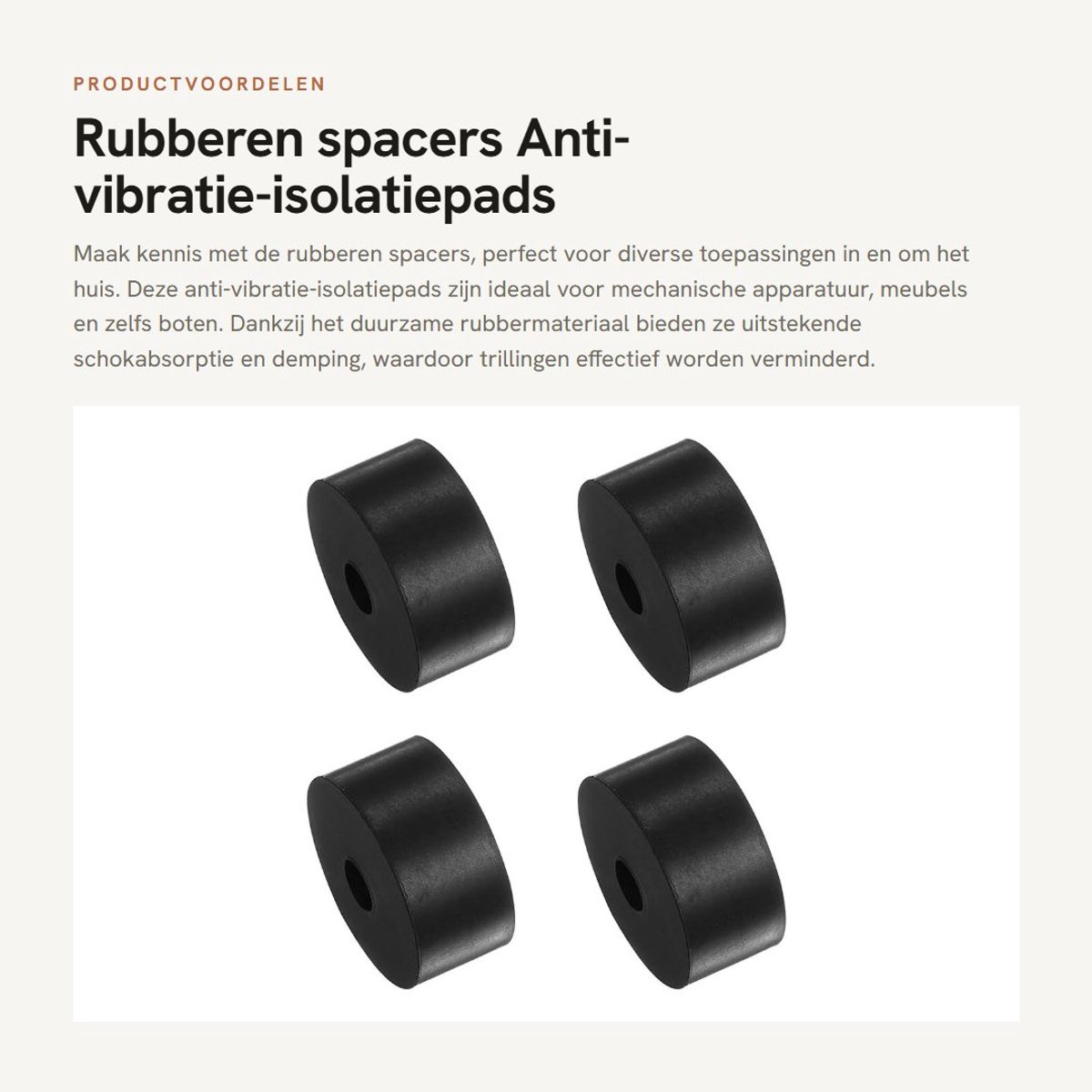 Dailygoods- Spacers 4 Stuks - Rubber - 10 x 30 x 50 mm - Antivibratie-Isolatiepads - Geluidsreductie - Schokabsorptie - Duurzaam Materiaal - Dempers