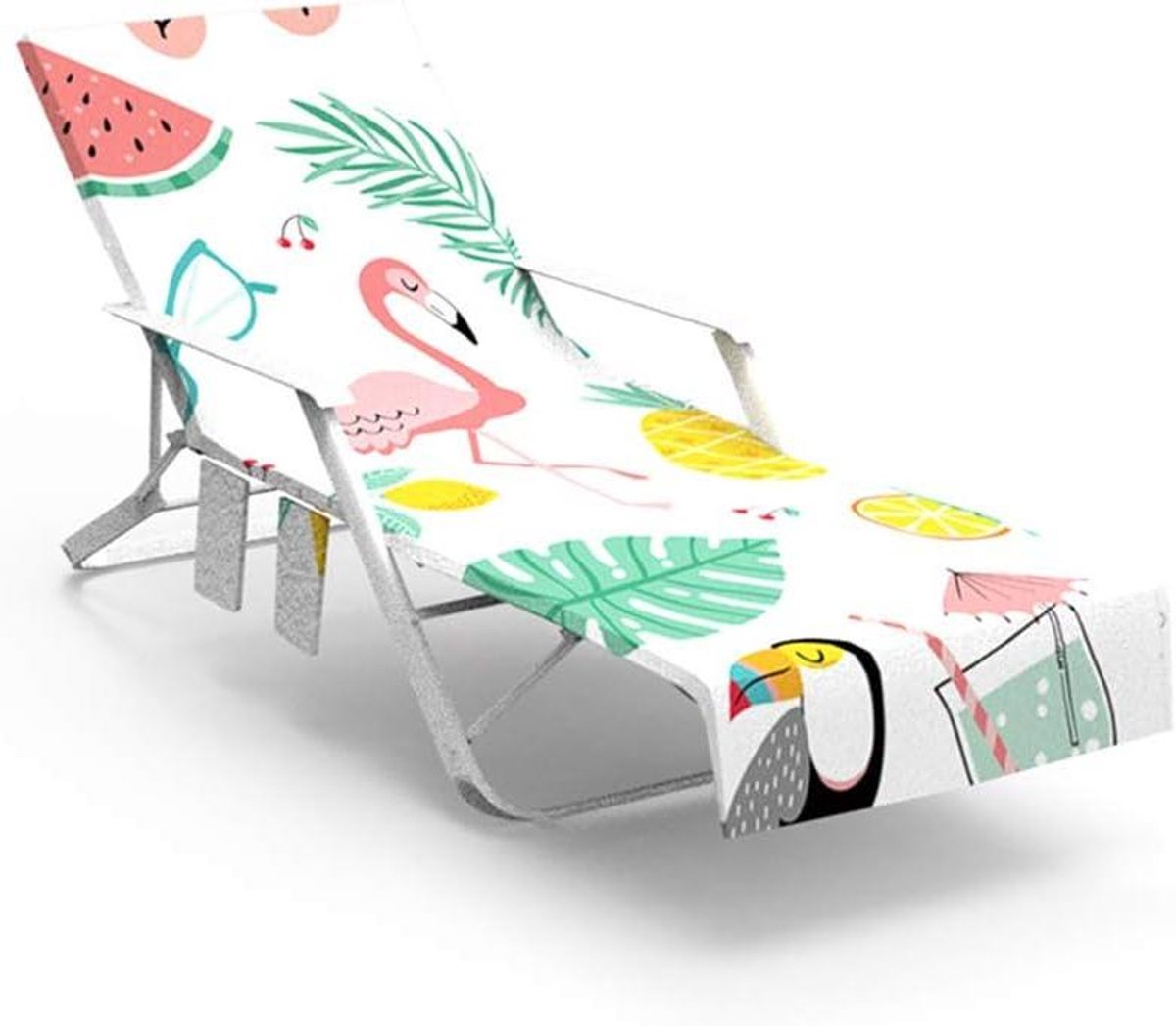 Strandstoelhoes - Loungestoel Cover - Ontspannen aan Zee - Met Zijvakken - 75x215cm - Geel