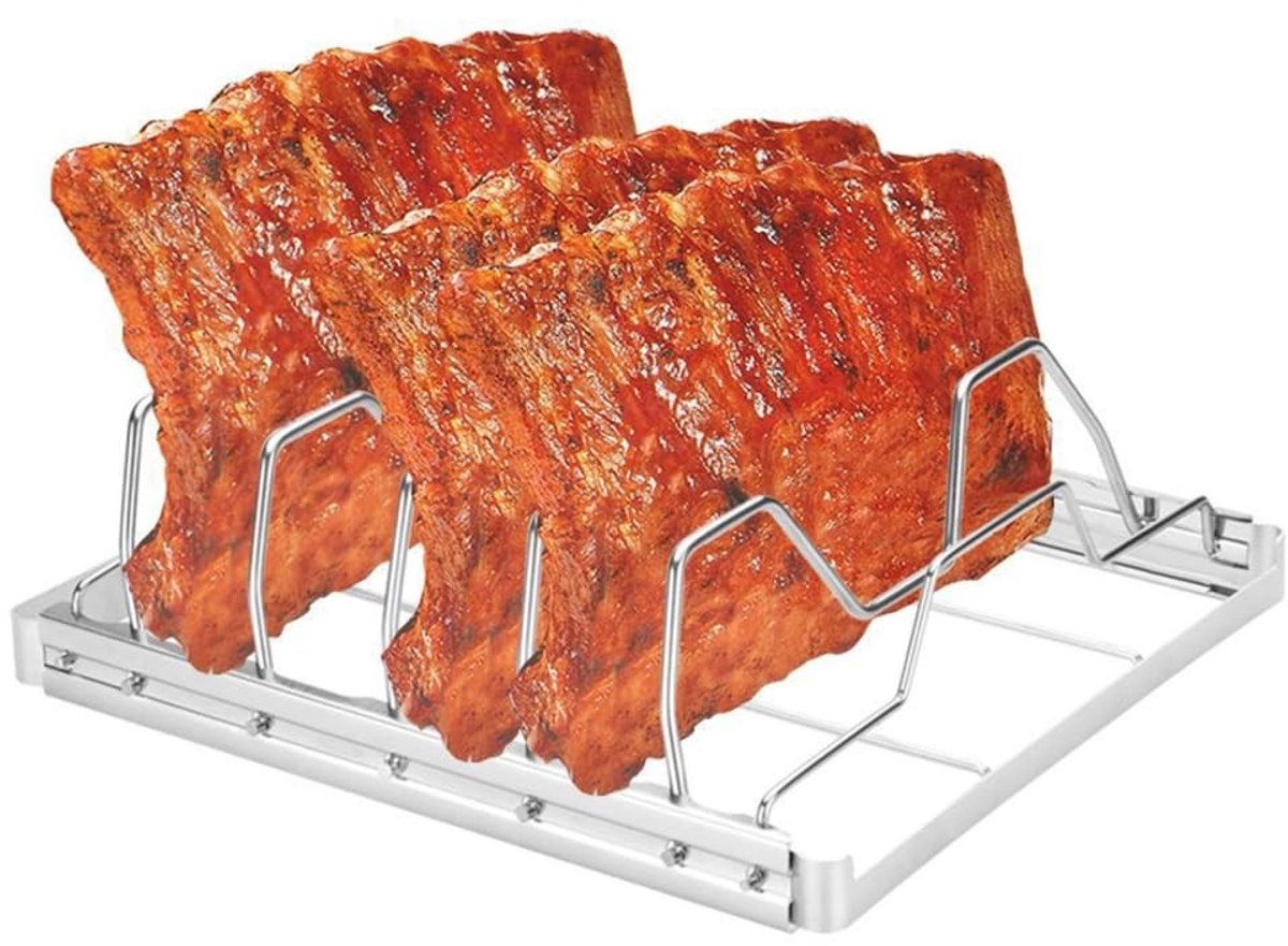 Dailygoods- Ribrooster Roestvrij Staal - Opvouwbaar - Antiaanbakgrill - BBQ-accessoires - Hittebestendig - Holle Convectieconstructie - Grillrek