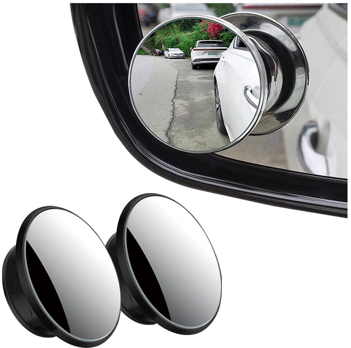 Dailygoods- Dode Hoekspiegel 360 Graden Verstelbaar - Zuignap Spiegel - Groothoek - HD-Glas - 2 Stuks - Zwart