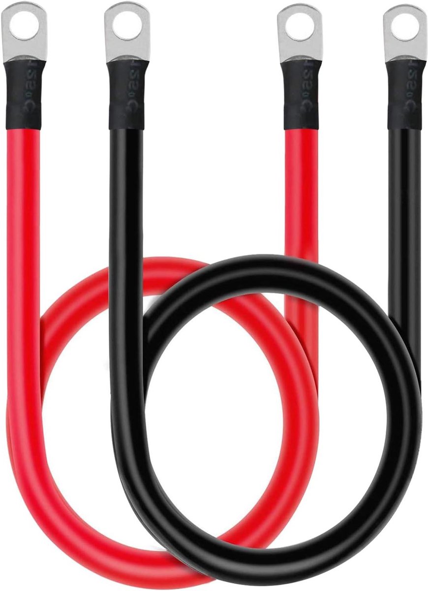 Accukabel Set - Stroomkabels - Voertuig Aansluiten - Koperen Kern - 50 cm - Zwart/Rood