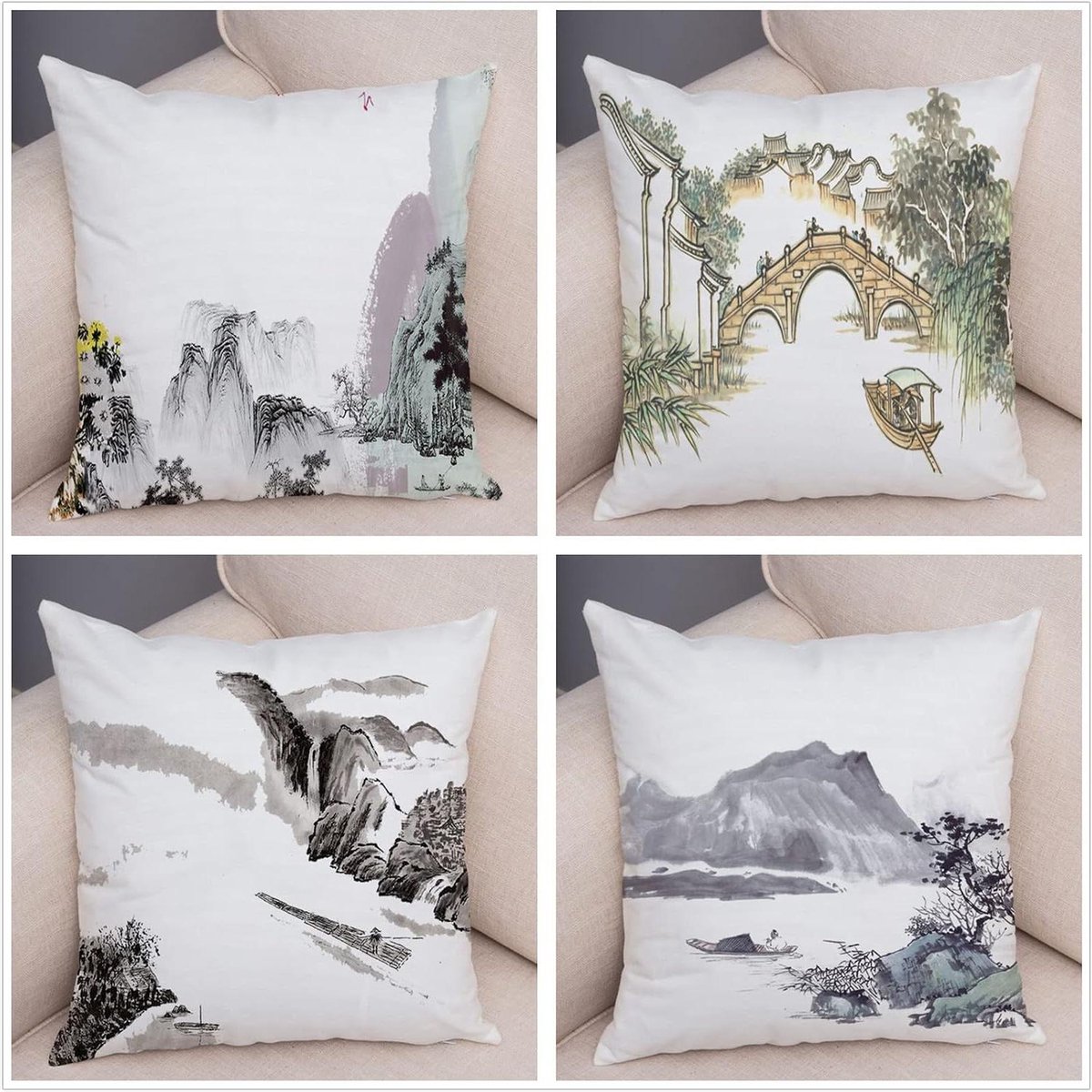 Kussenslopen Set - Kussenhoezen Vierkant - Bank Decoratie - Dubbelzijdig Bedrukt - 60x60 c