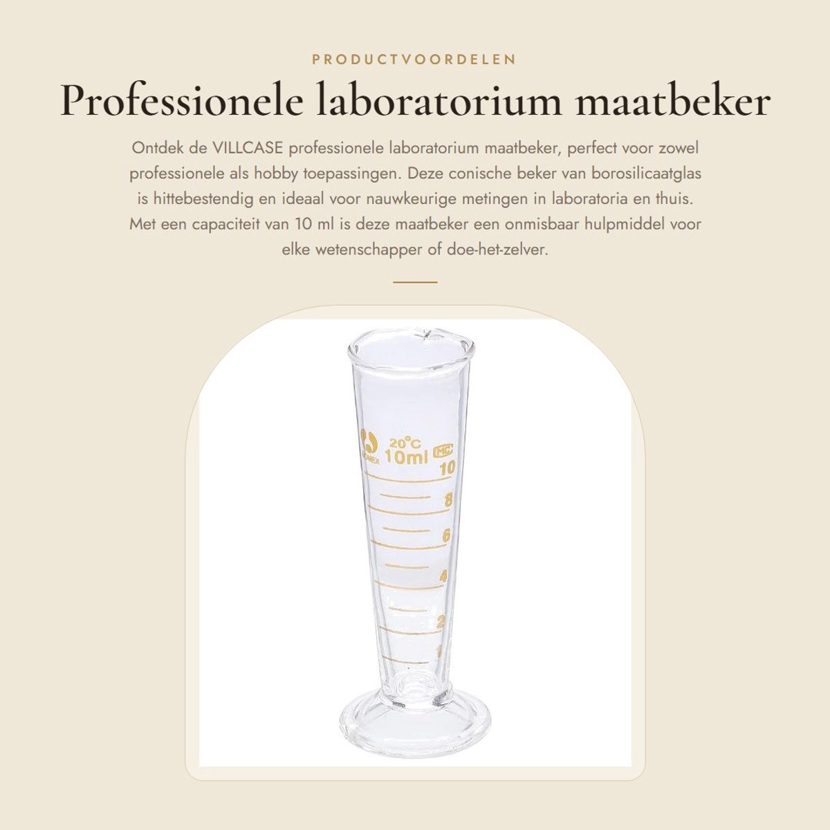 Dailygoods- Maatbeker 10 ml - Borosilicaatglas - Hittebestendig - Conische Beker - Professionele Laboratorium - Brede Mond - Laboratoriumbeker