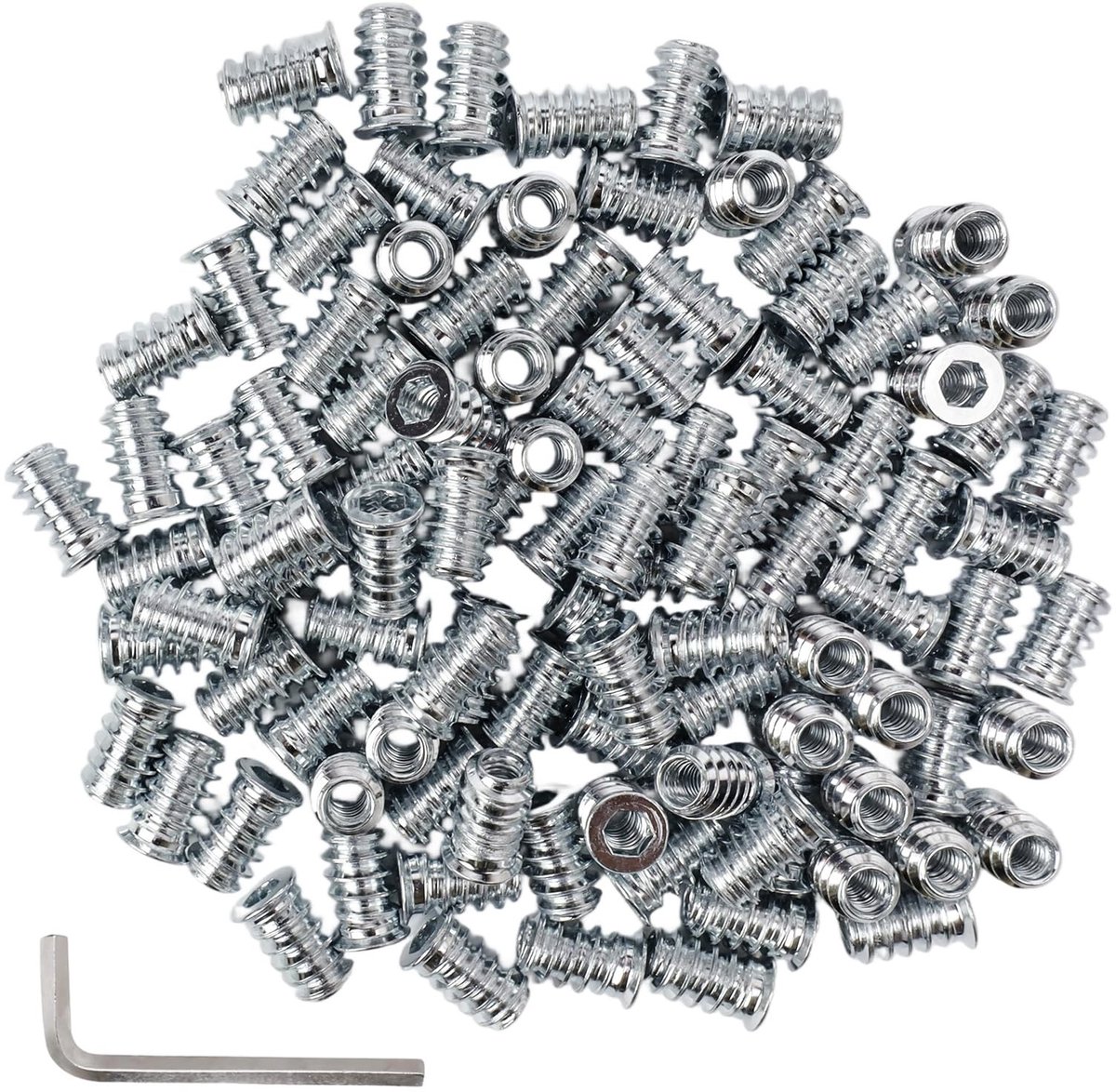 Dailygoods- Inschroefmoeren M5 - 100 stuks - Schroefdraadinzet - Koolstofstaal - Zeskantaandrijving - Roestbestendig - Eenvoudige installatie
