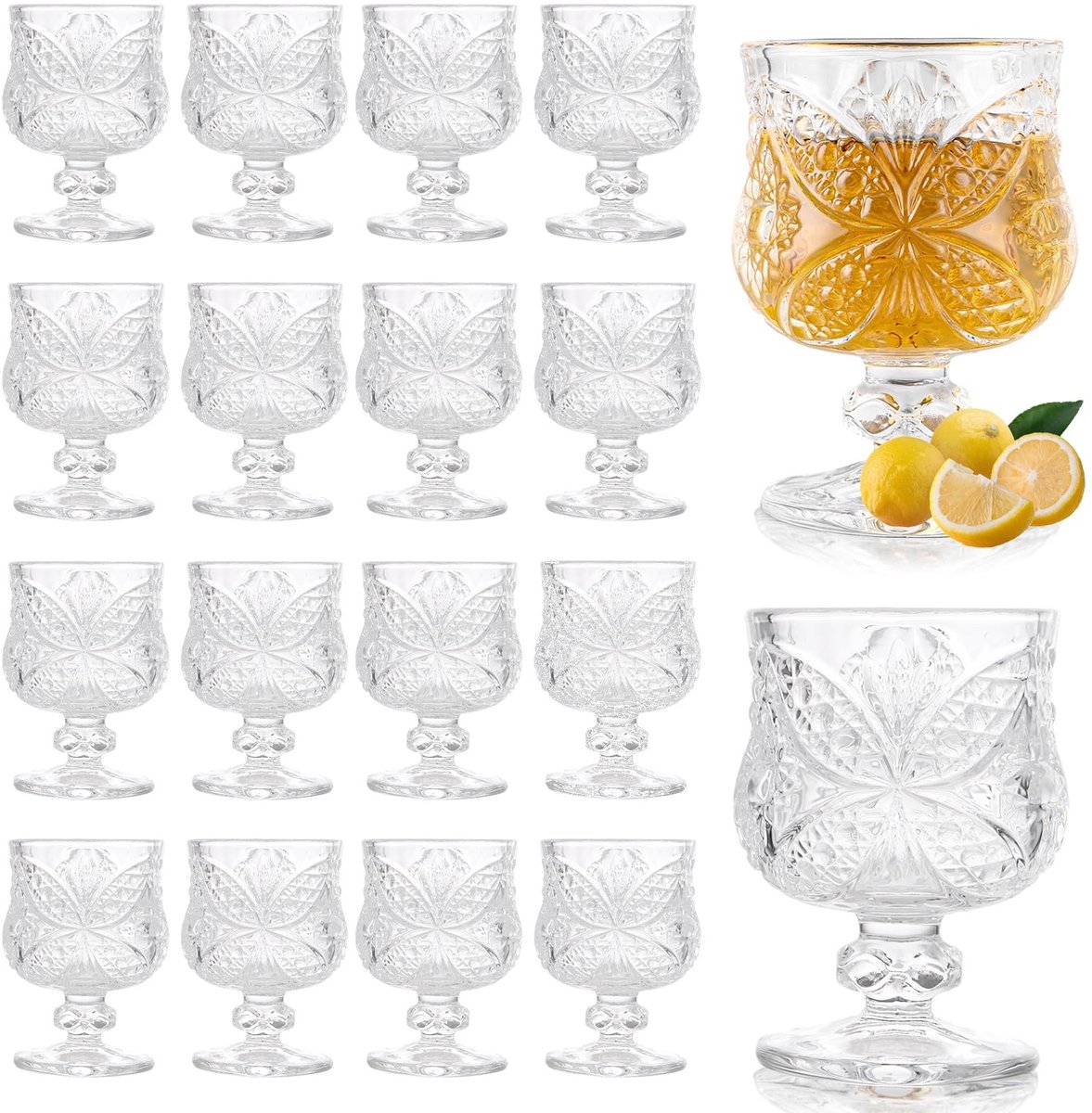 Dailygoods- Borrelglazen 18 Stuks - 45 ml Likeurglazen - Eierlikeurglazen - Limoncello Glazen - Portwijnglazen - Vintage-Stijl