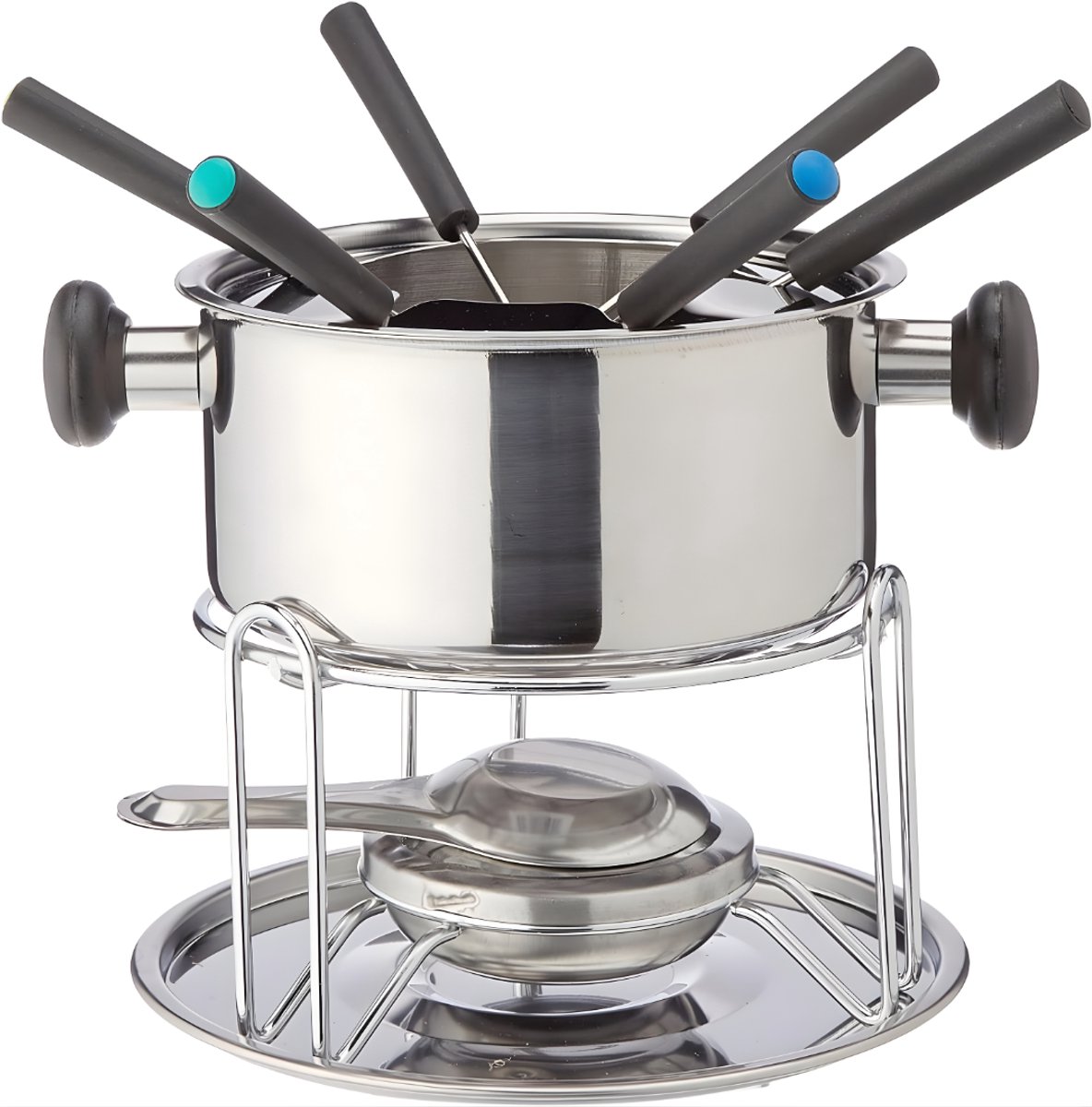 QIN® Fondueset - Fondue - Fondue Netjes - Zilver - 21cm x 19cm x 21cm
