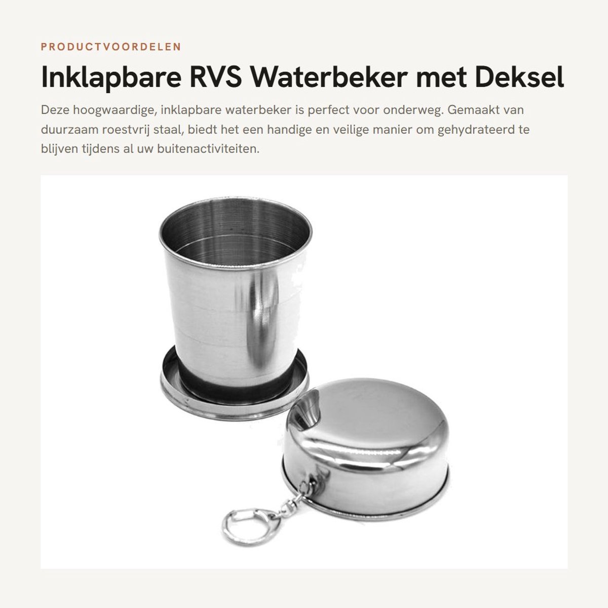 Dailygoods- Bekerhouder - Opvouwbare Waterfles - Roestvrij Staal - Draagbare Sportwaterfles - Lichtgewicht - Hoogwaardig Materiaal