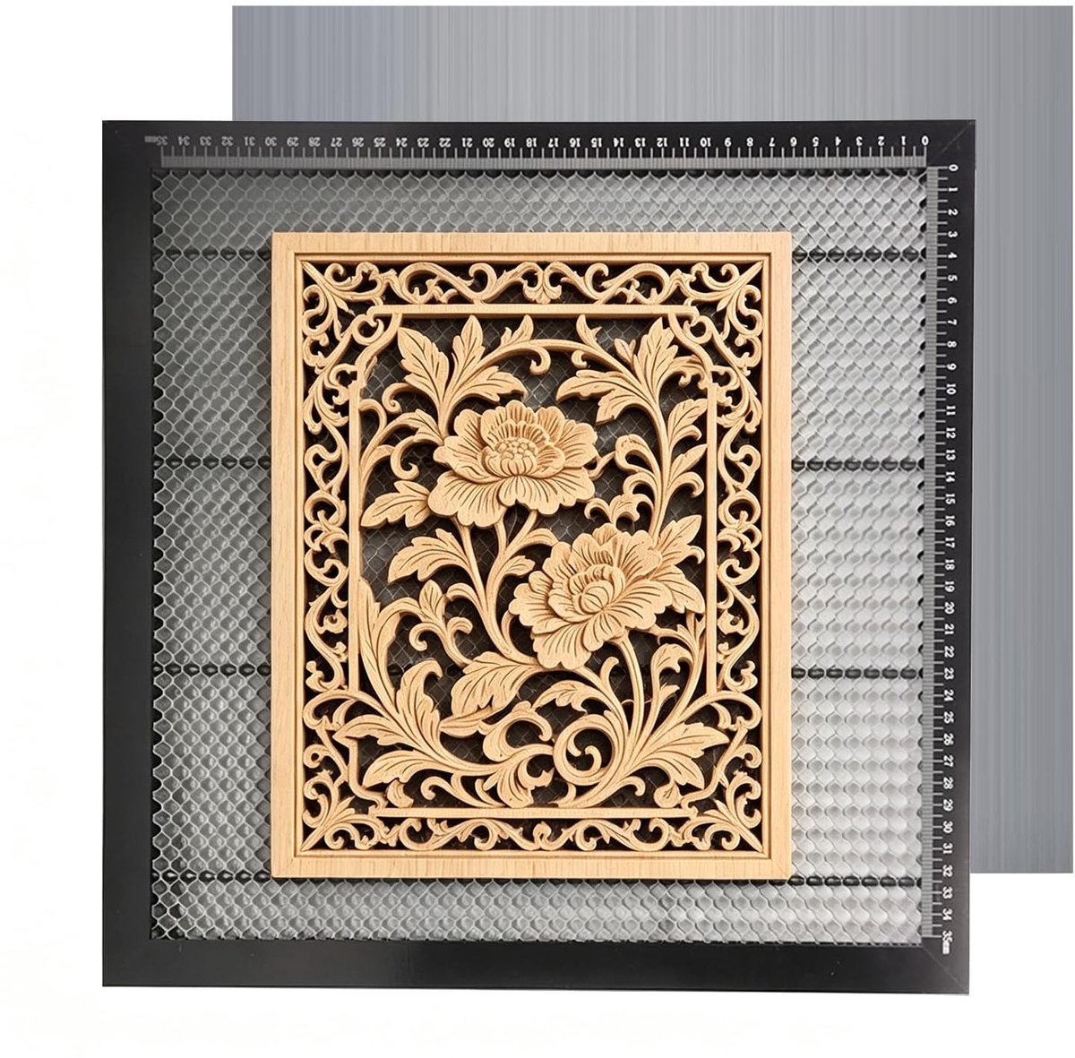 Dailygoods- Honingraattafel 40 x 40 cm - Lasergraveermachine - IJzer-aluminium Composiet - Stabiel/roestvrij - Slijtvast - Geïntegreerde Meetschaal - Laserwerkblad