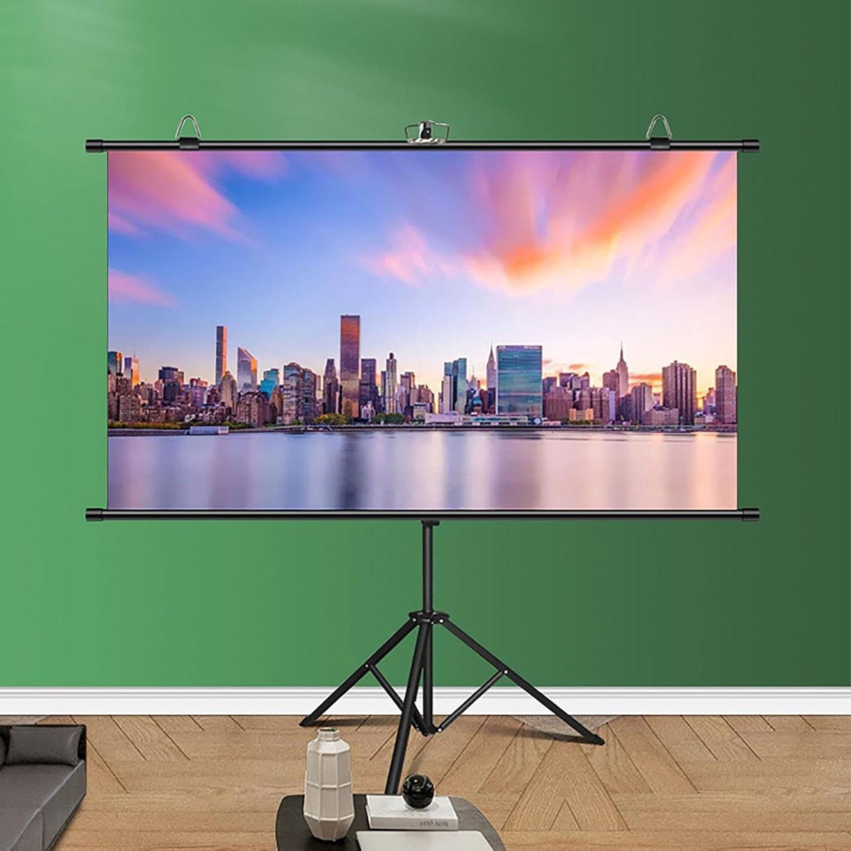 Draagbaar Projectorscherm - Mobiel Scherm Statief - Presentaties Geven - Kreukvrij Statief - 72 inch 4:3 - Wit