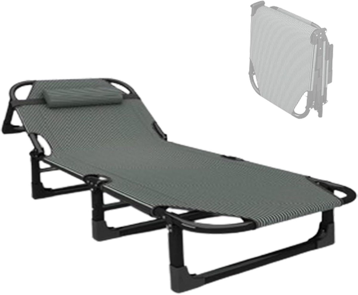 Opvouwbaar Bed - Reisbed Kamperen - Ontspannen Buiten - 4-Posities Verstelbaar - 190 cm Lengte - Zwart