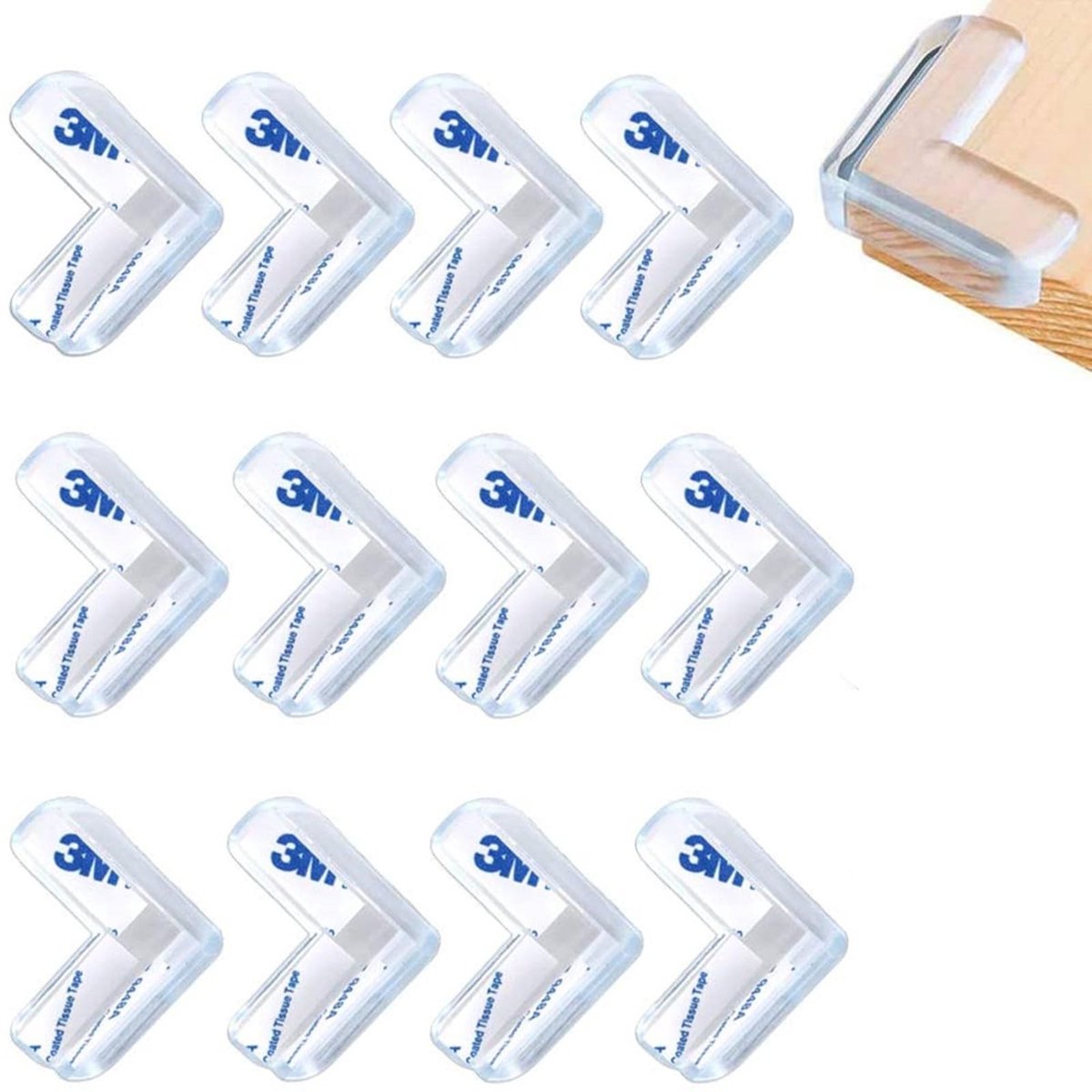 Dailygoods- Hoekbescherming Transparant - L-vorm - Kunststof - 12 Stuks - Zelfklevend - Stootbescherming Meubelranden - Meubelbescherming