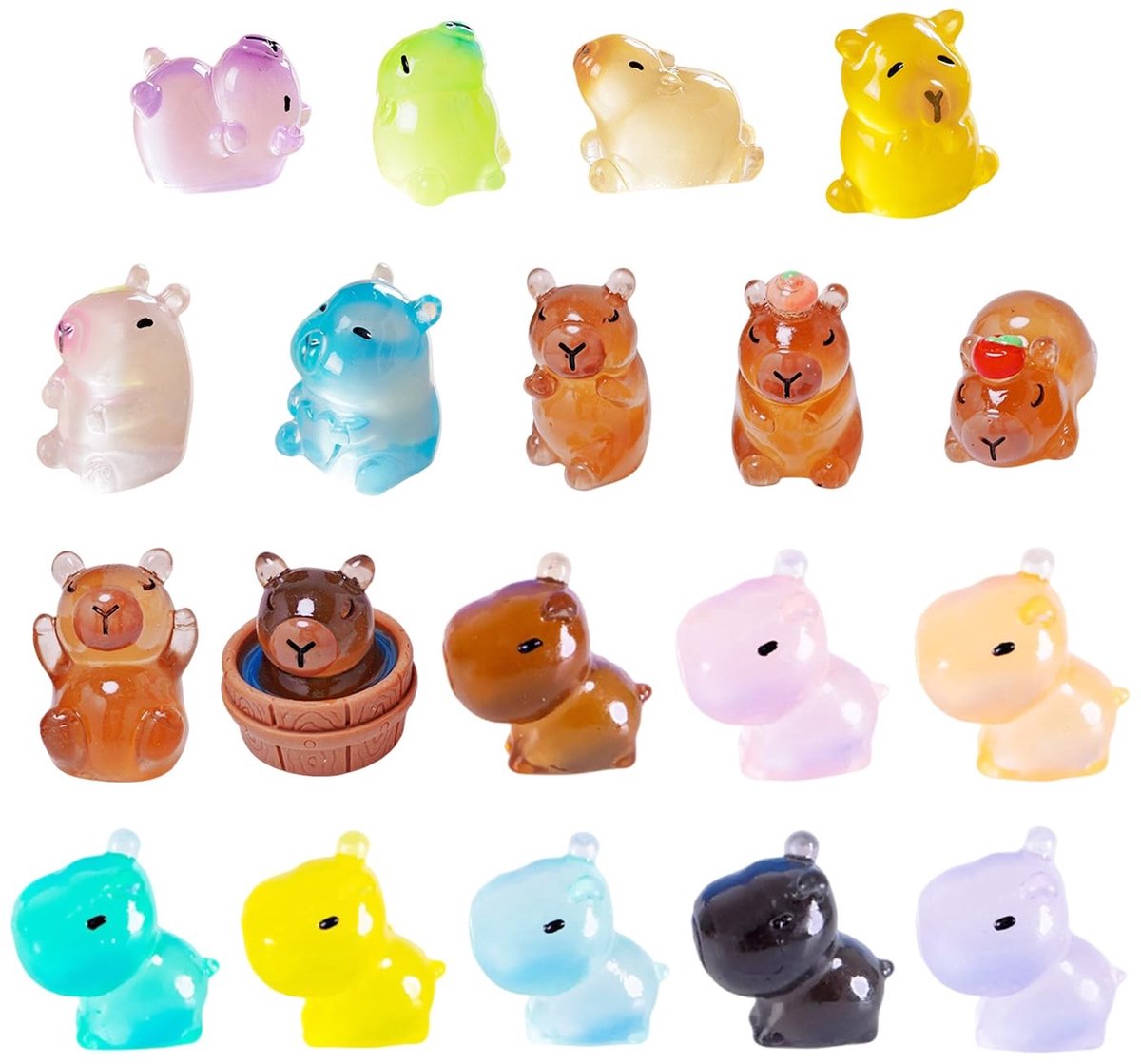 Dailygoods - Set van 19 Lichtgevende Capybara Decoraties voor Aquarium en Feest