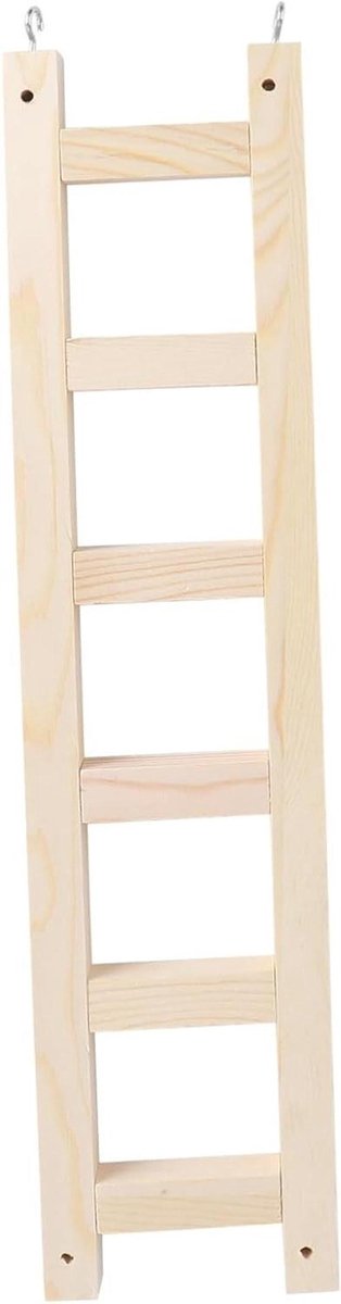 Vogel Klim Speelgoed - Vogelkooi Accessoires - Vogels Bezig Houden - Houten Ladder Ontwerp - 42x9.5x2cm - Zilver