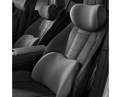 Lendensteun Nekkussen Set - Auto Kussen - Comfortabel Rijden - Ergonomisch Ontwerp - Normaal - Grijs