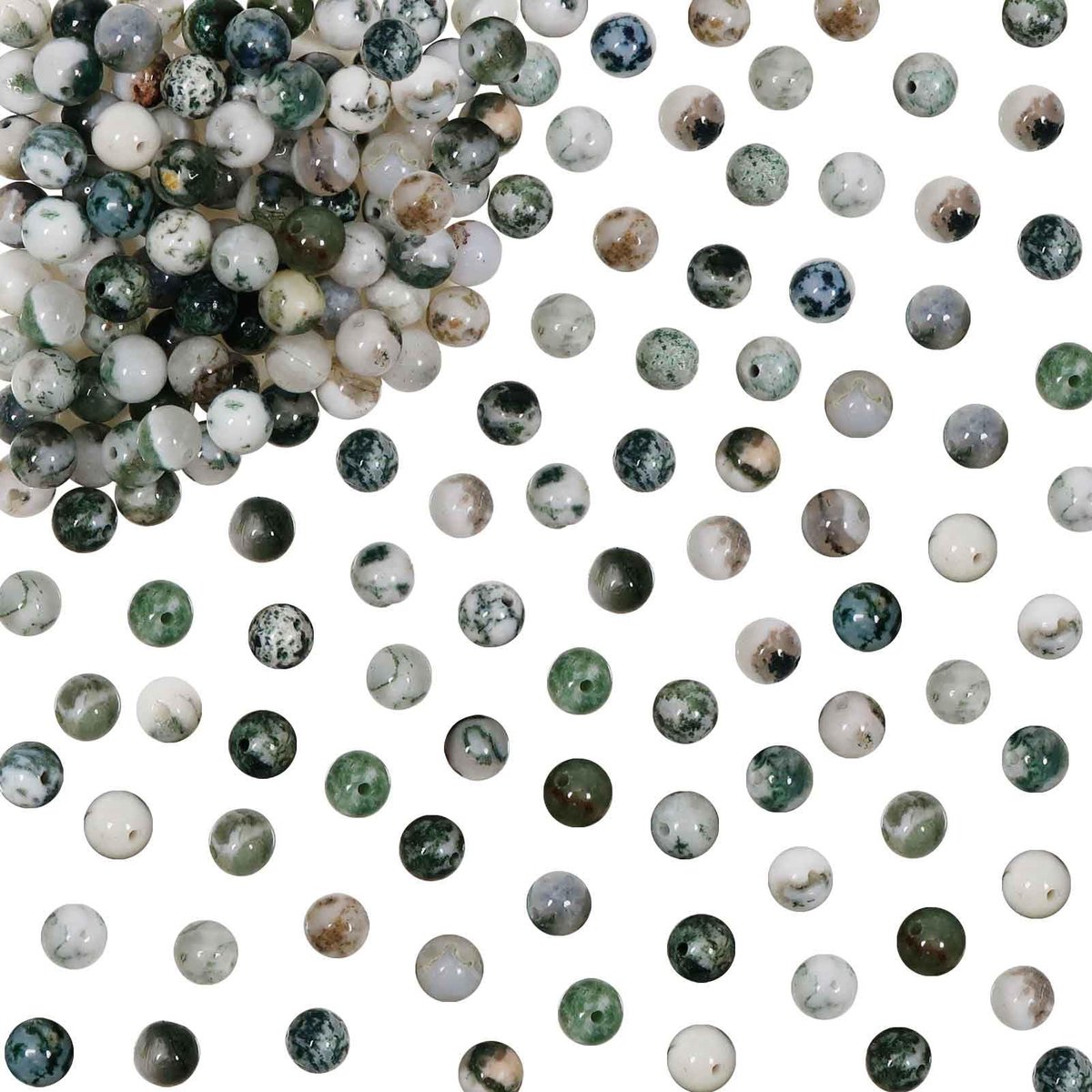 Dailygoods- Agaatkralen 100 stuks - Natuurlijke Boomgroene Kralen - 6 mm - Edelkristallen - Voor Sieraden Maken - Creatieve Knutselprojecten