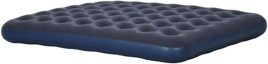 Opblaasbaar matras voor 2 personen, met geïntegreerde handpomp, gevlokt oppervlak, blauw — afbeelding 2