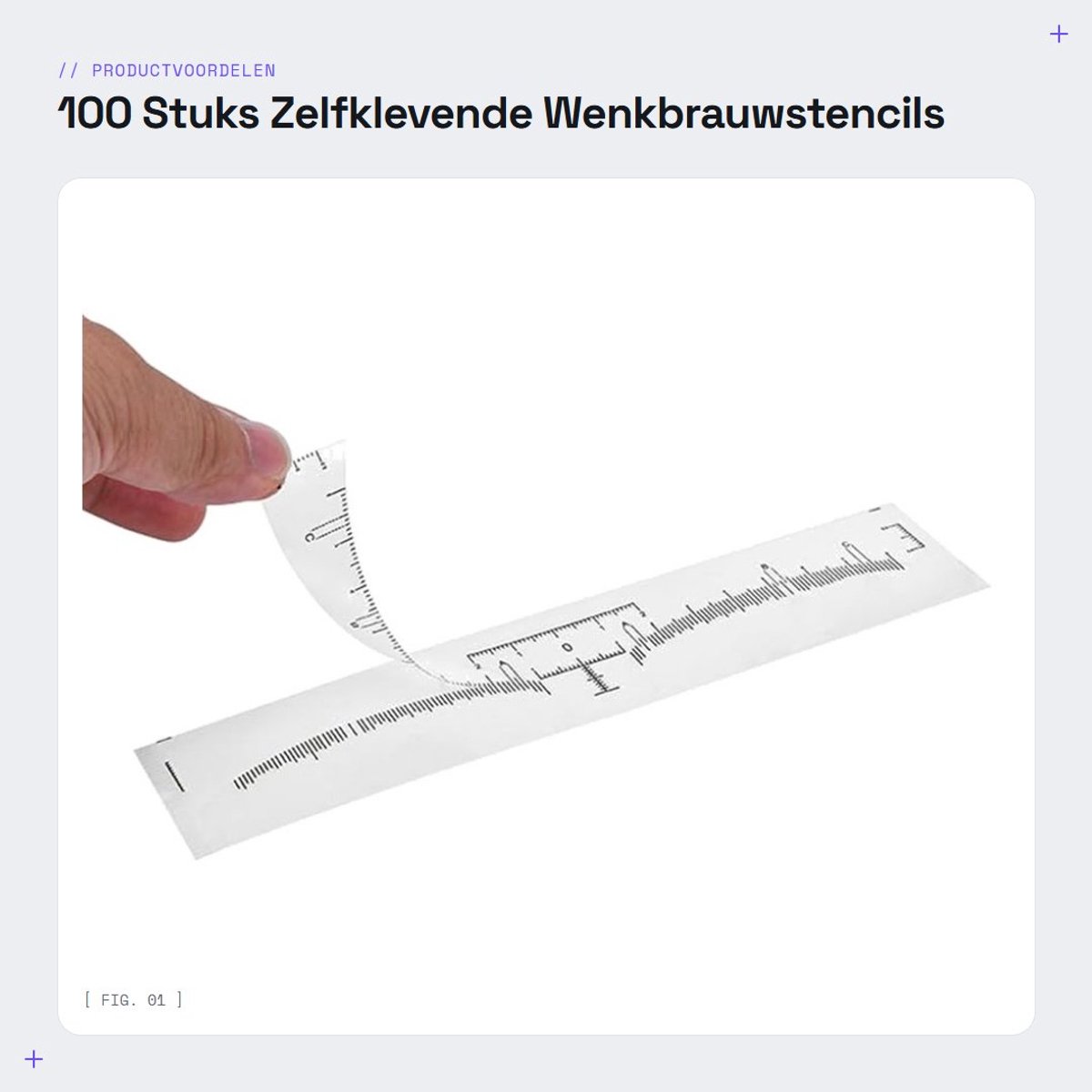 Dailygoods- Wenkbrauwstencil 100 Stuks - Zelfklevende Stickers - Nauwkeurige Metingen - Transparant - Kunststof - Afmetingen 18x2,2 cm - Wenkbrauwstickers
