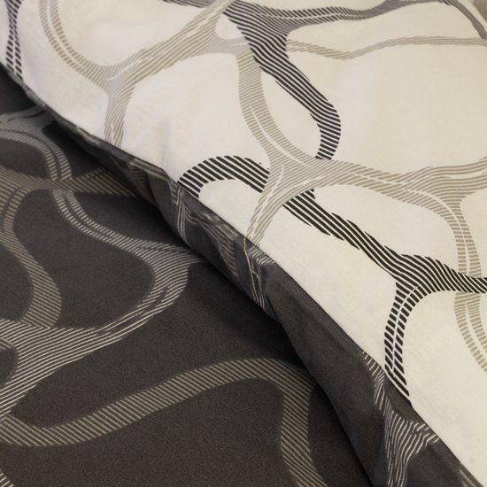 L&G - %100 Katoen Dekbedovertrekset - Tweepersoons - 1 x 2000x200 cm dekbedovertrek + 2 x kussenslopen 60x70 cm- Ranforce Beddengoedset - Bedovertrek - Lexi Grey — afbeelding 4