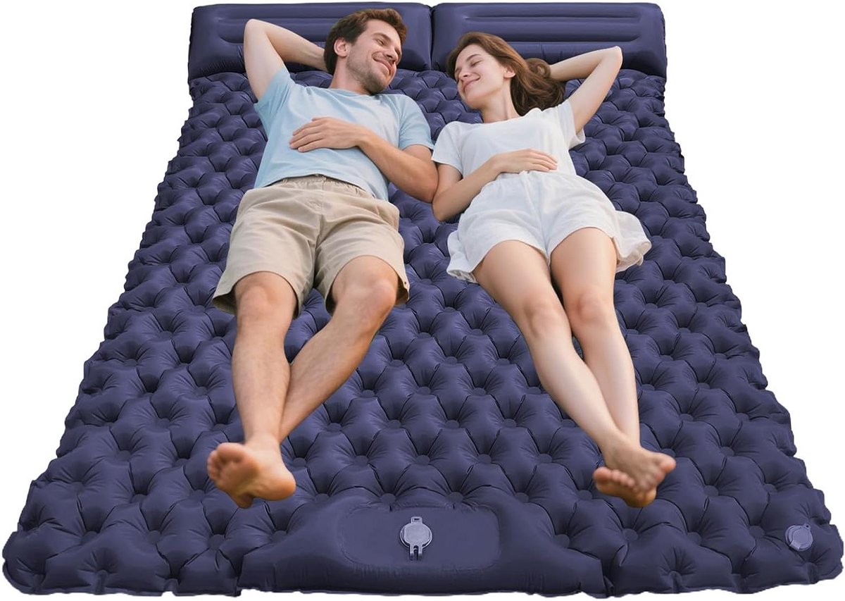Camping Bed Matras - Luchtkussen Slaapmat - Outdoor Slapen - Snelle Voetpomp - 190x120x5cm - Marineblauw