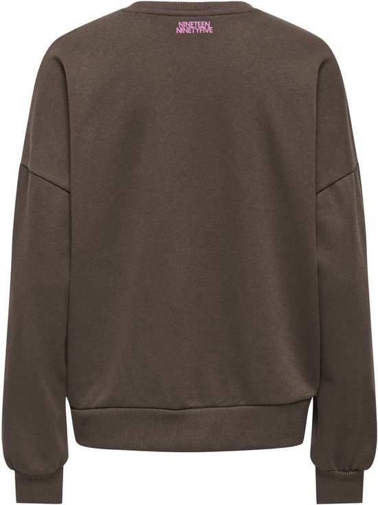 Bruine sweater met lange mouwen, achterkant.
