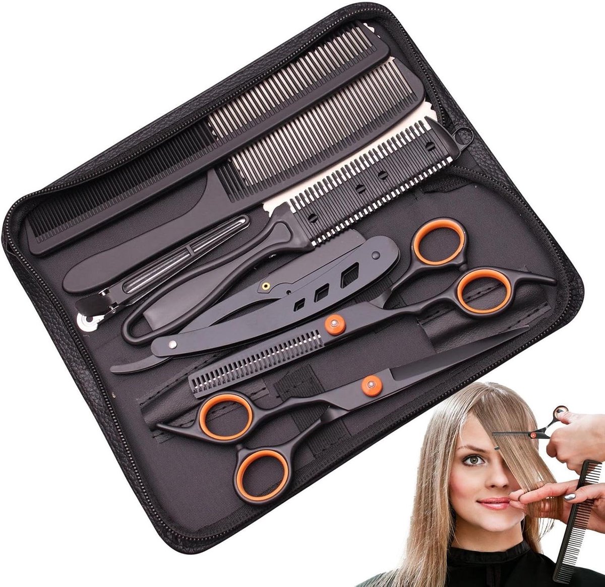 Kappersschaar Set - Tondeuse Schaartjes - Haar Knippen - Roestvrij Staal - 17.5 cm - Zilver