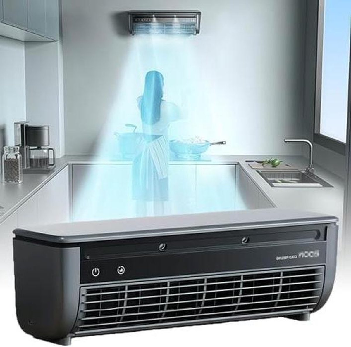 Wandgemonteerde Luchtkoeler - Ventilator Koeleenheid - Ruimte Koelen - Stille Magnetische Motor - 3-Speed Instelbaar - Zwart