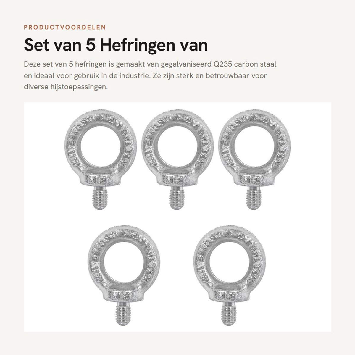 Dailygoods- Oogbout M8 - Gegalvaniseerd Q235 Staal - Diepe Schroefdraad - Hefring - Sterke Heffende Eigenschappen - Eenvoudig te Installeren - Hefhaak