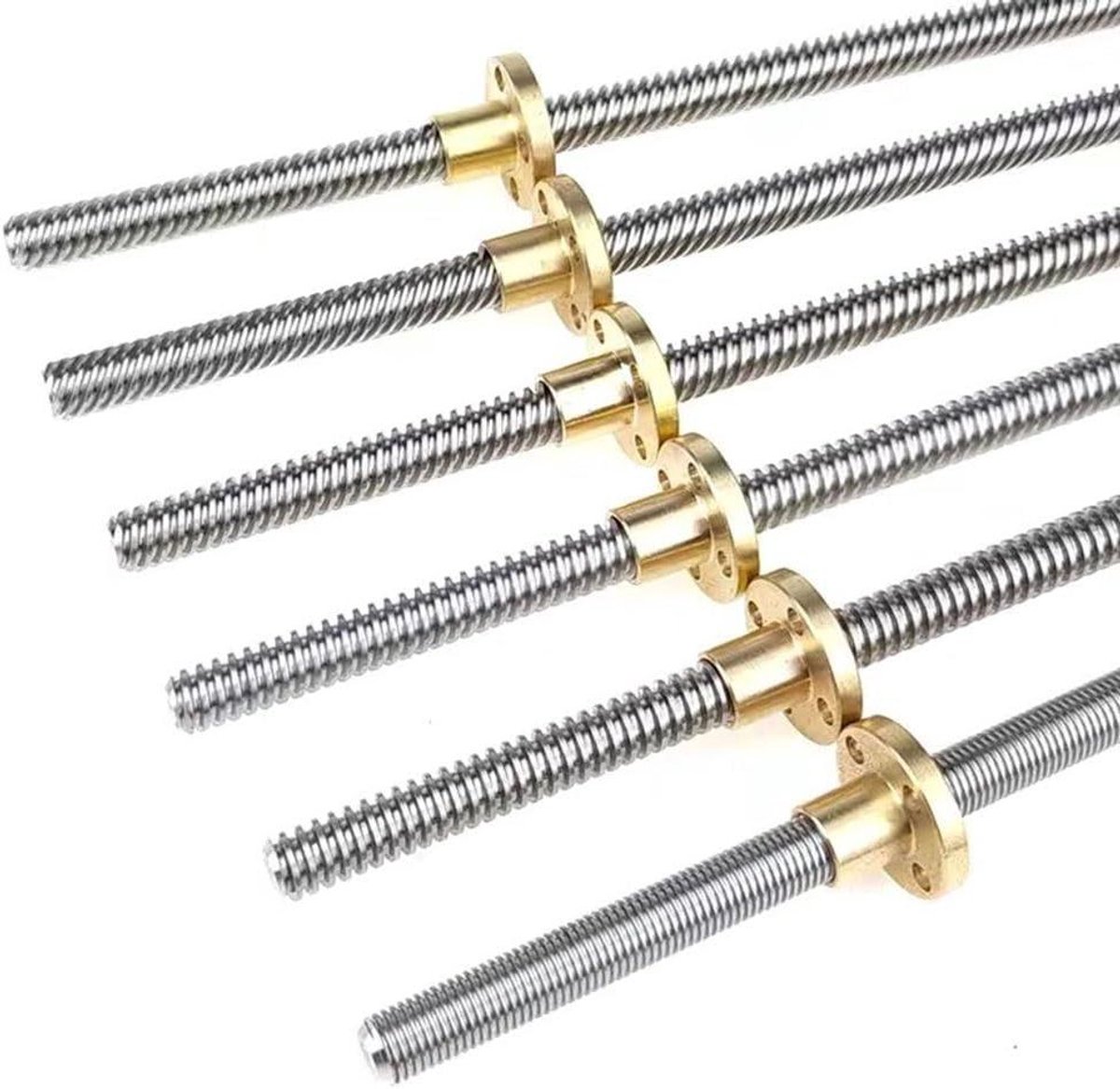 Loodschroef T8 - Draadstang - Lineaire Beweging - Roestvrij Staal - 100-1000mm - Zilver