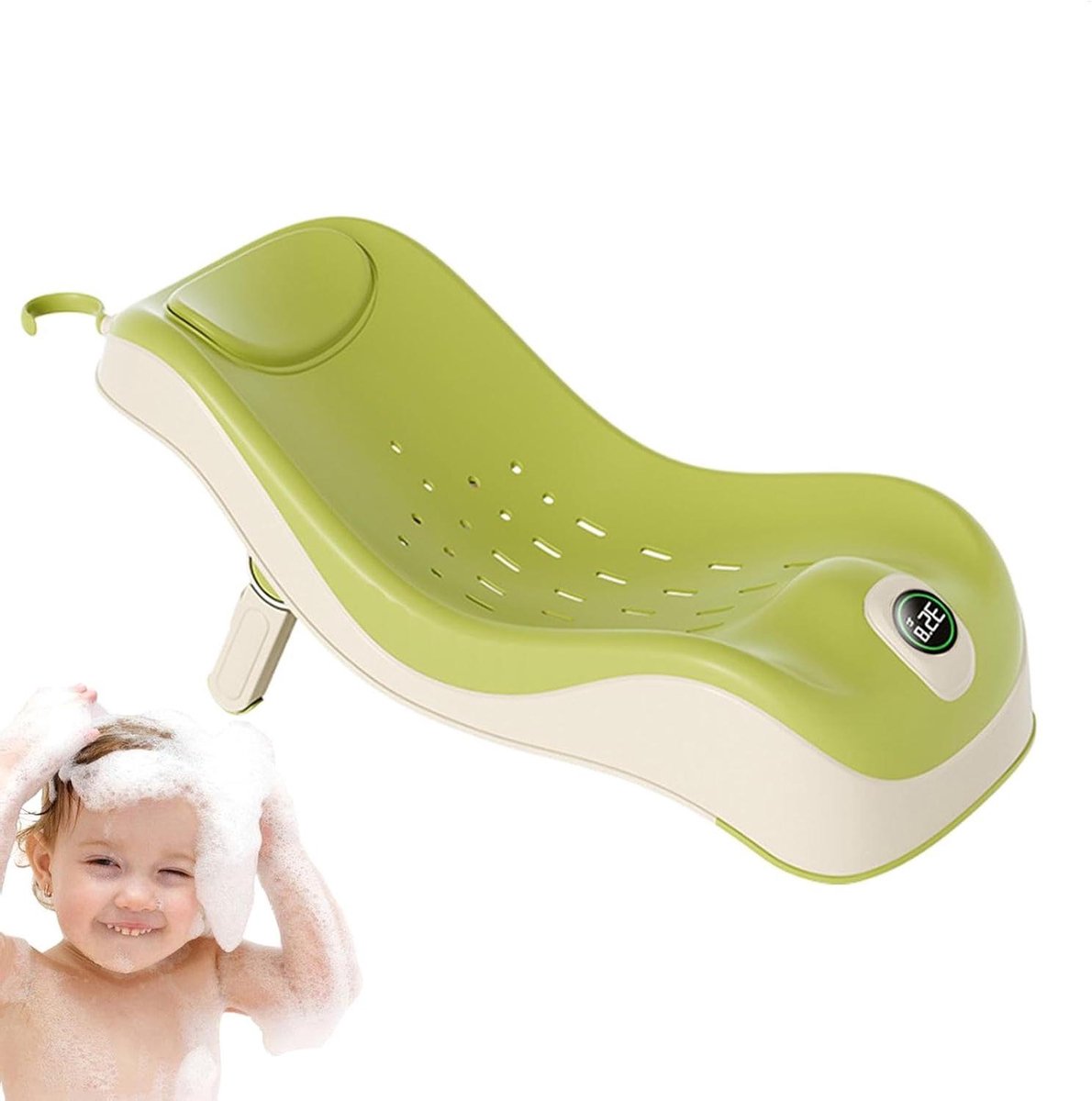 Badhouder Peuter - Baby Badzitje - Veilig Baden - Intelligente Temperatuurdetectie - Verstelbare Hoogte - Groen