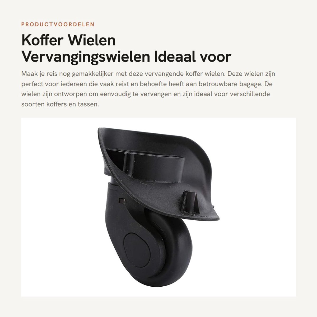 Dailygoods- Kofferwielen Vervangset 2 Stuks - Rubberen Zwenkwielen - Stil en Stevig - Blokkeerrem - Accessoires voor Bagage - Bagagewielen