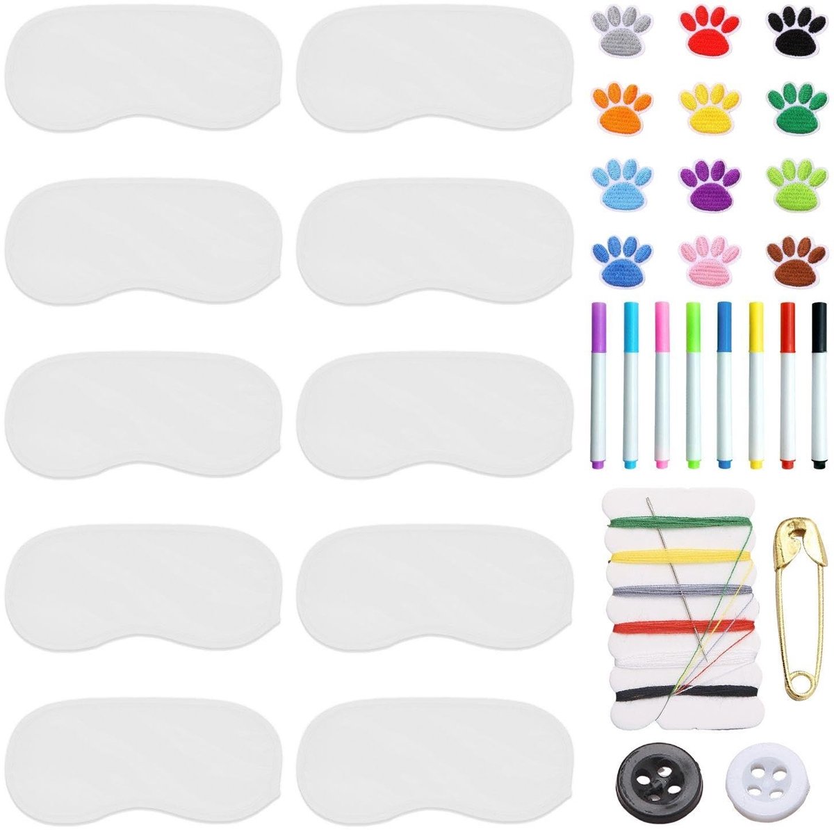 Dailygoods- Slaapoogmasker 10 stuks - Oogmasker voor games - Oogmasker DIY - Polyester - Ademend - Comfortabel