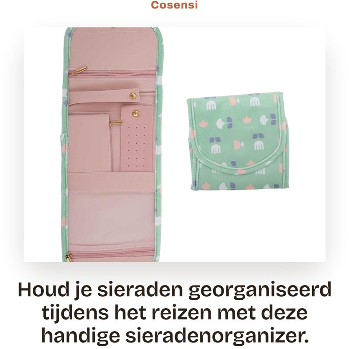 Dailygoods- Sieradenorganizer voor op reis - Sieraden etui - Ringhouder - Oorbelleninzetstuk - Ritssluiting - Gevoerd ontwerp - Sieradenetui