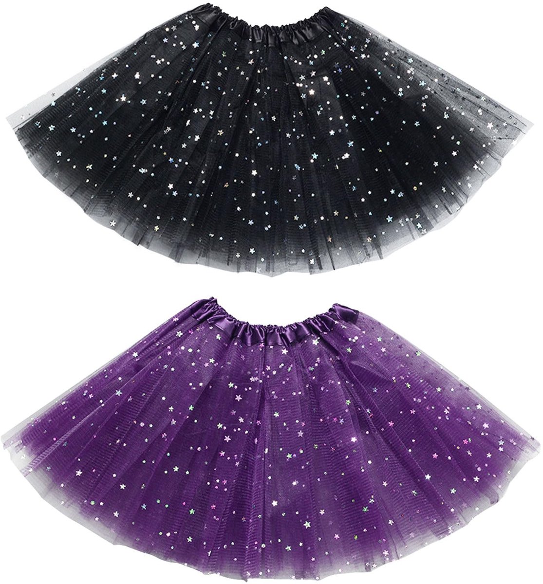 Dailygoods- Tutu Rok 3 Lagen Tule - Tutu Rokken Meisjes - Pailletten Ster - Feestkleding - Ballet Dans - Prinses Outfit - Balletrok
