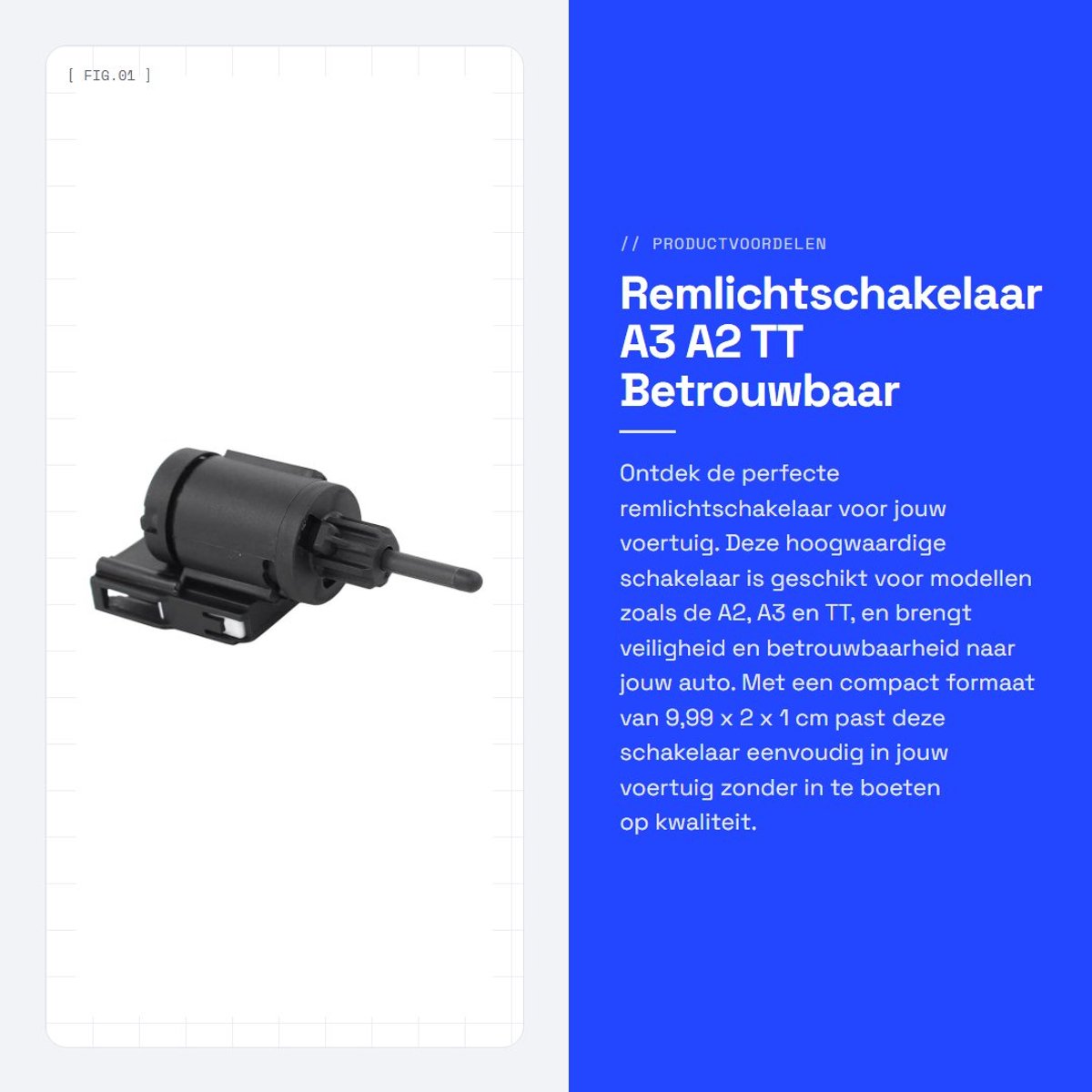 Dailygoods - Remlichtschakelaar - A3 A2 TT - Betrouwbaar en duurzaam - Compact formaat - Perfect voor jouw auto - Geschikt voor meerdere...