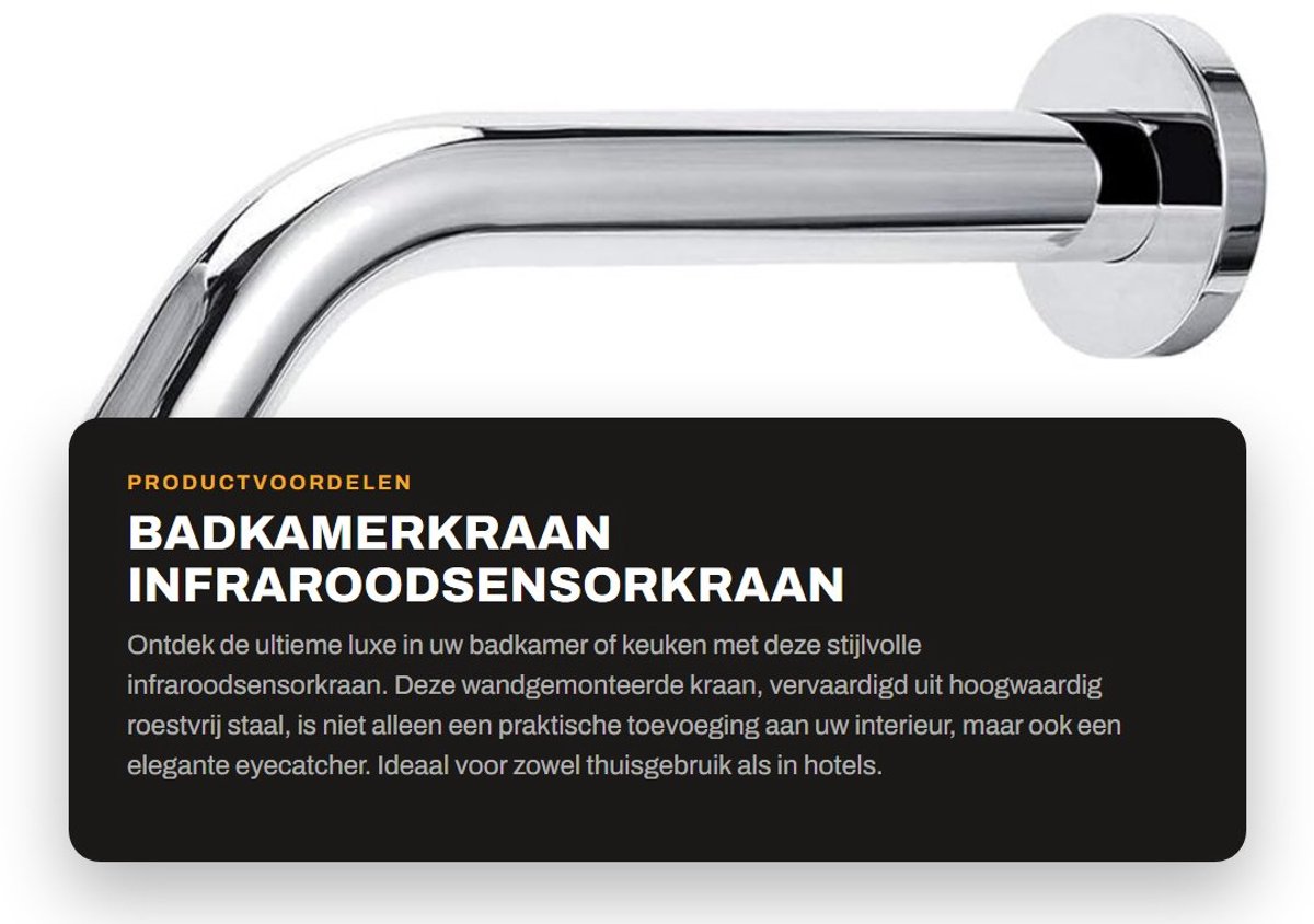 Dailygoods- Infraroodsensorkraan - Roestvrij Staal - Spatwaterdicht - Eenvoudige Installatie - Geschikt voor Badkamer/Keuken - Warm/koudwaterslangen inbegrepen - Kraan