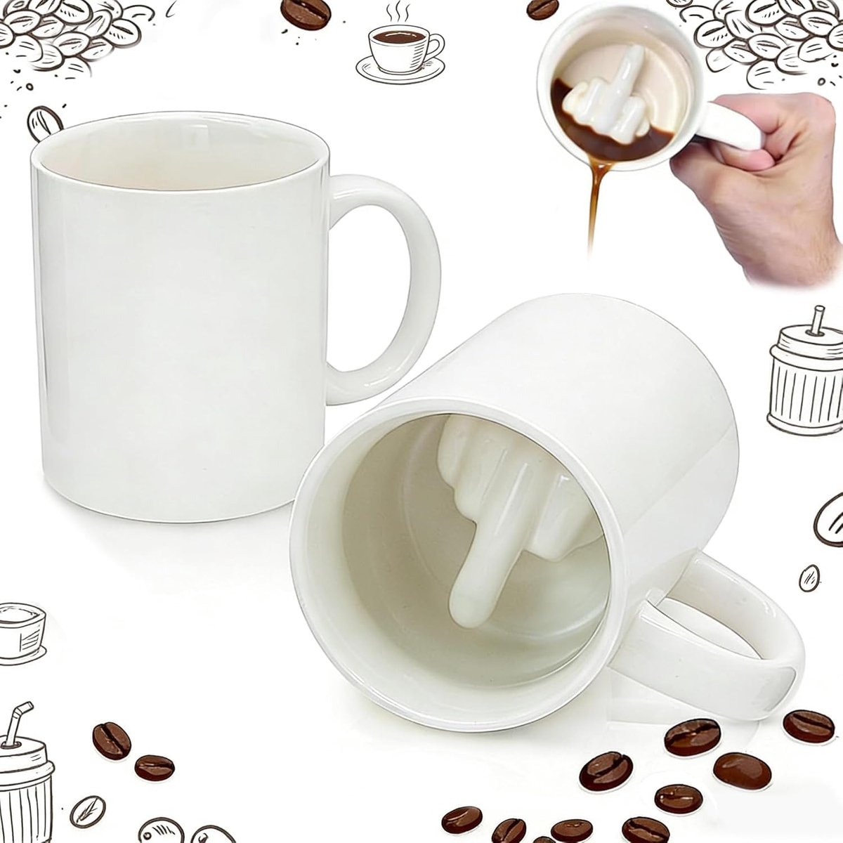 middelvinger koffiekopje, Up Yours mok vinger grappige keramische