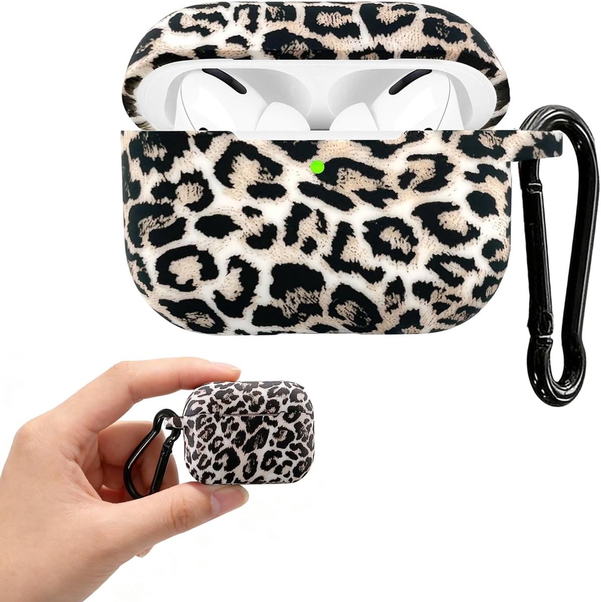 Hoes case compatibel met AirPods Pro 2, AirPods Pro, luipaardpatroon, case van siliconen, schokbestendig, met sleutelhanger, compatibel met Apple AirPods Pro 2nd/1e generatie case