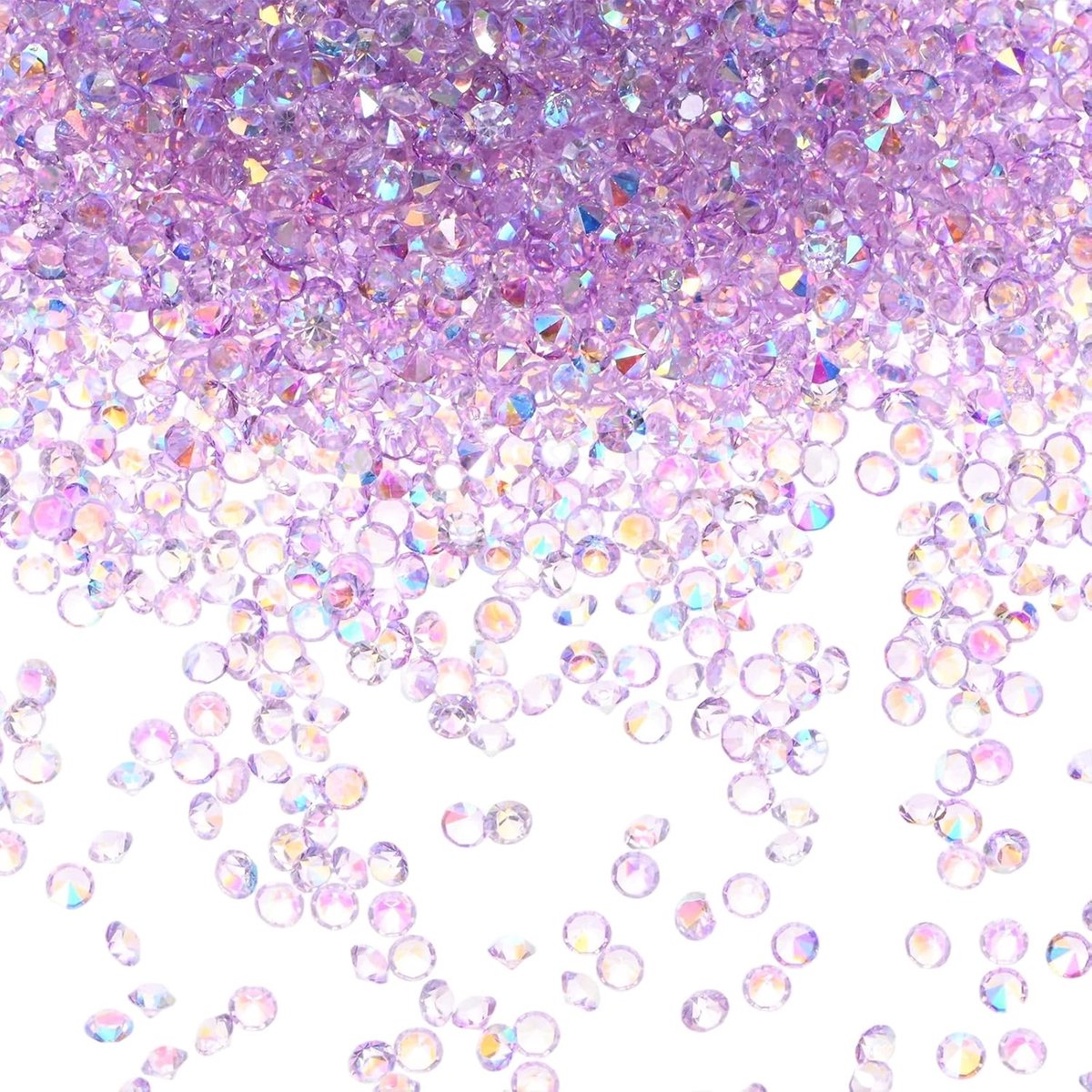 METERXITY 14400 stuks acryl diamanten, 0,12 inch/3 mm bruiloft tafel strooi confetti kristallen voor vaasvullers/kunstambacht, acryl diamanten edelstenen [paars AB]