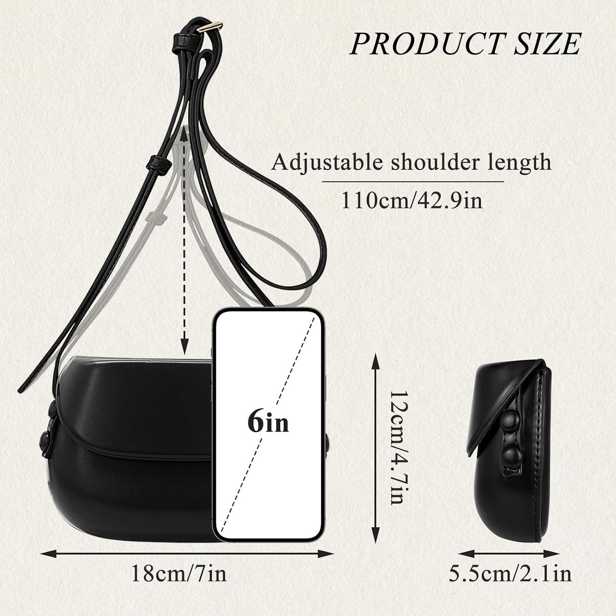 Schoudertas voor dames, klein, PU-leer, mini-crossbody bag voor dames, waterdichte handtas voor dames, kleine schoudertas met verstelbare schouderriem van leer