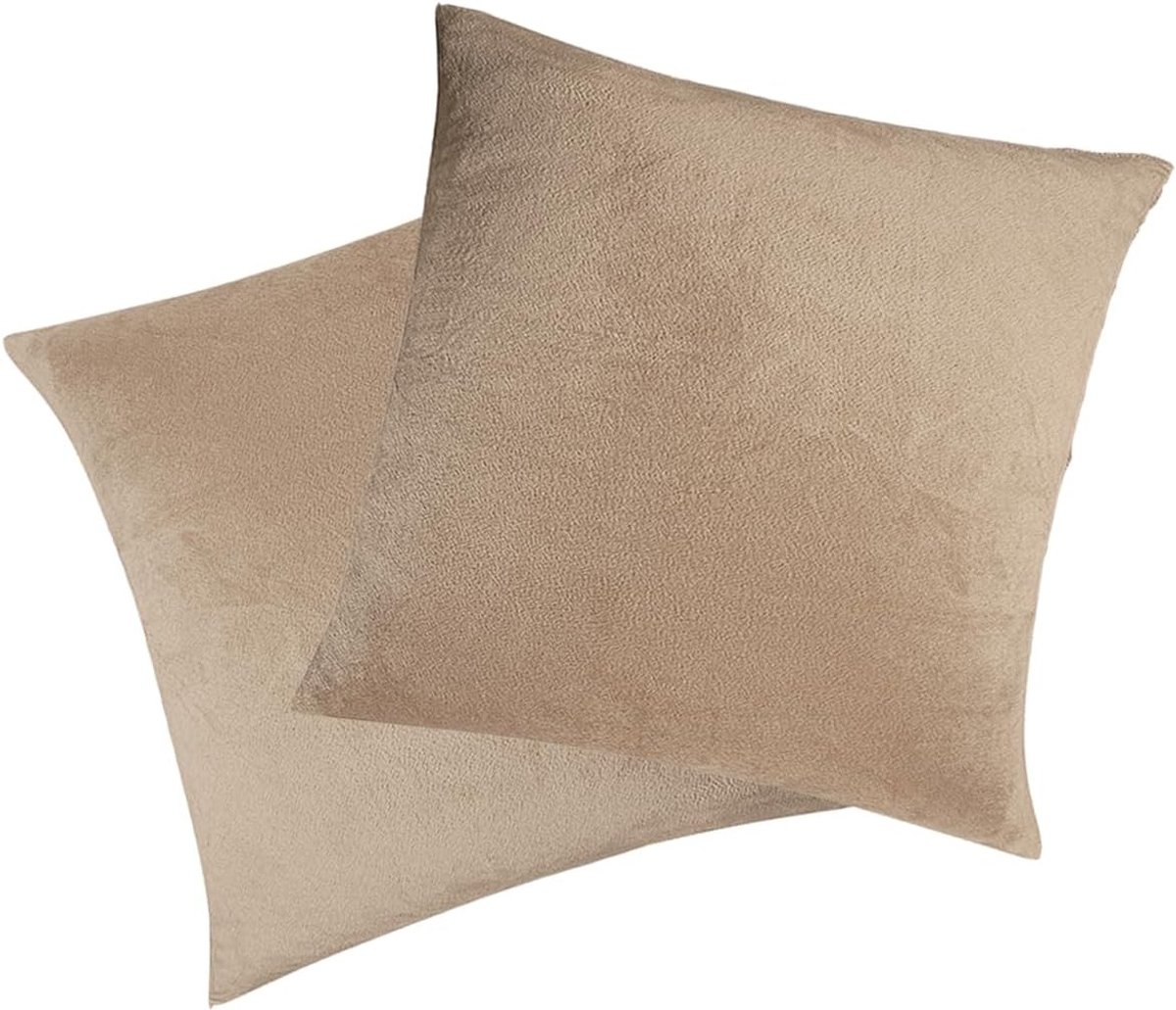 Set van 2 Kussenhoezen 60 x 60 cm van Fluweel - Super Zacht en Knuffelig Decoratief voor Bank en Slaapkamer - Beige Kleur