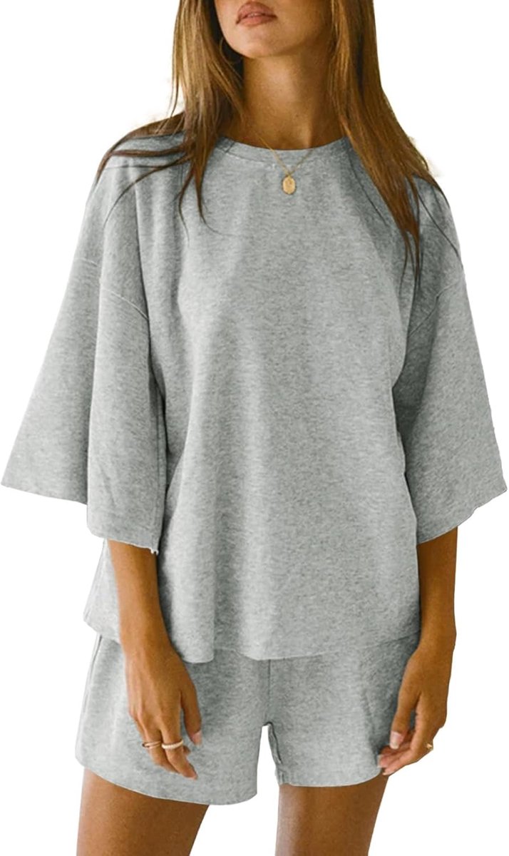 Bela Pyjama dames korte ronde hals pyjama set zomer 3/4 mouwen