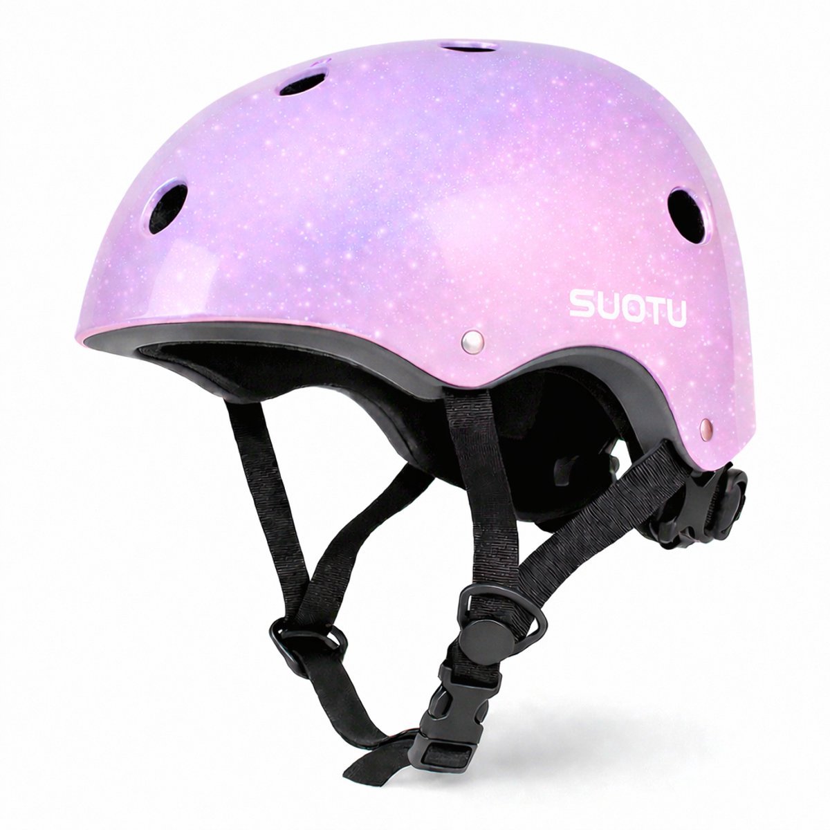 Suotu Kinderhelm - Verstelbare Fietshelm & Skatehelm - Voor Fietsen, Steppen, Skateboarden & BMX - Maat S - Paars
