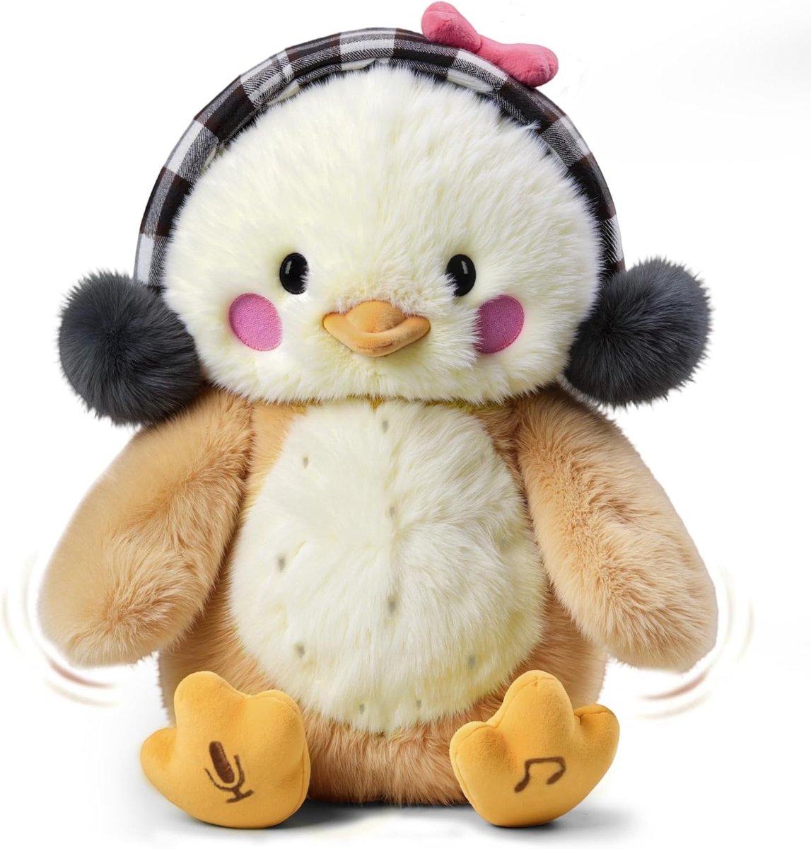 KIDS pratende zingende knuffel kuiken speelgoed voor kinderen, interactieve pluche speelgoed met 6 liedjes en beweegbare vleugels, herhaal omhels me, kus me pratend speelgoed vanaf 3 4 5