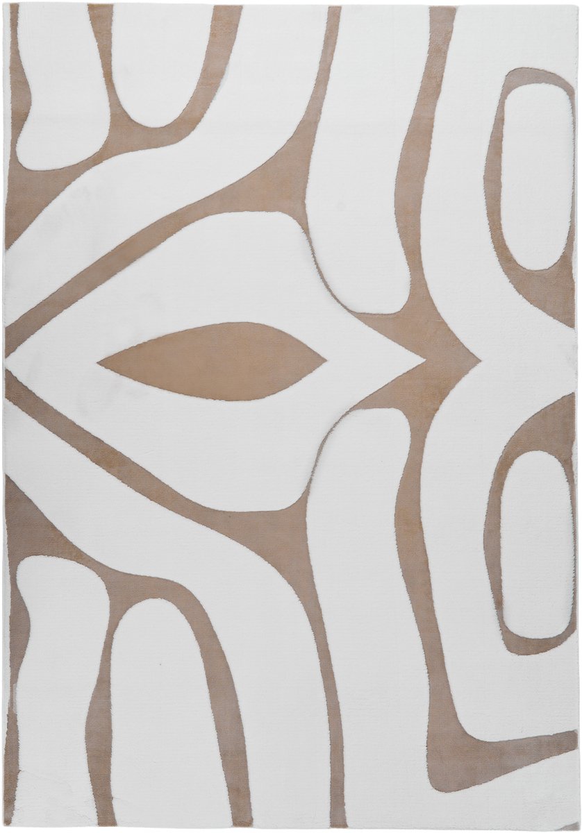 HARTZ - Vloerkleed - Beige/Wit - 160 x 230 cm - Jaquard